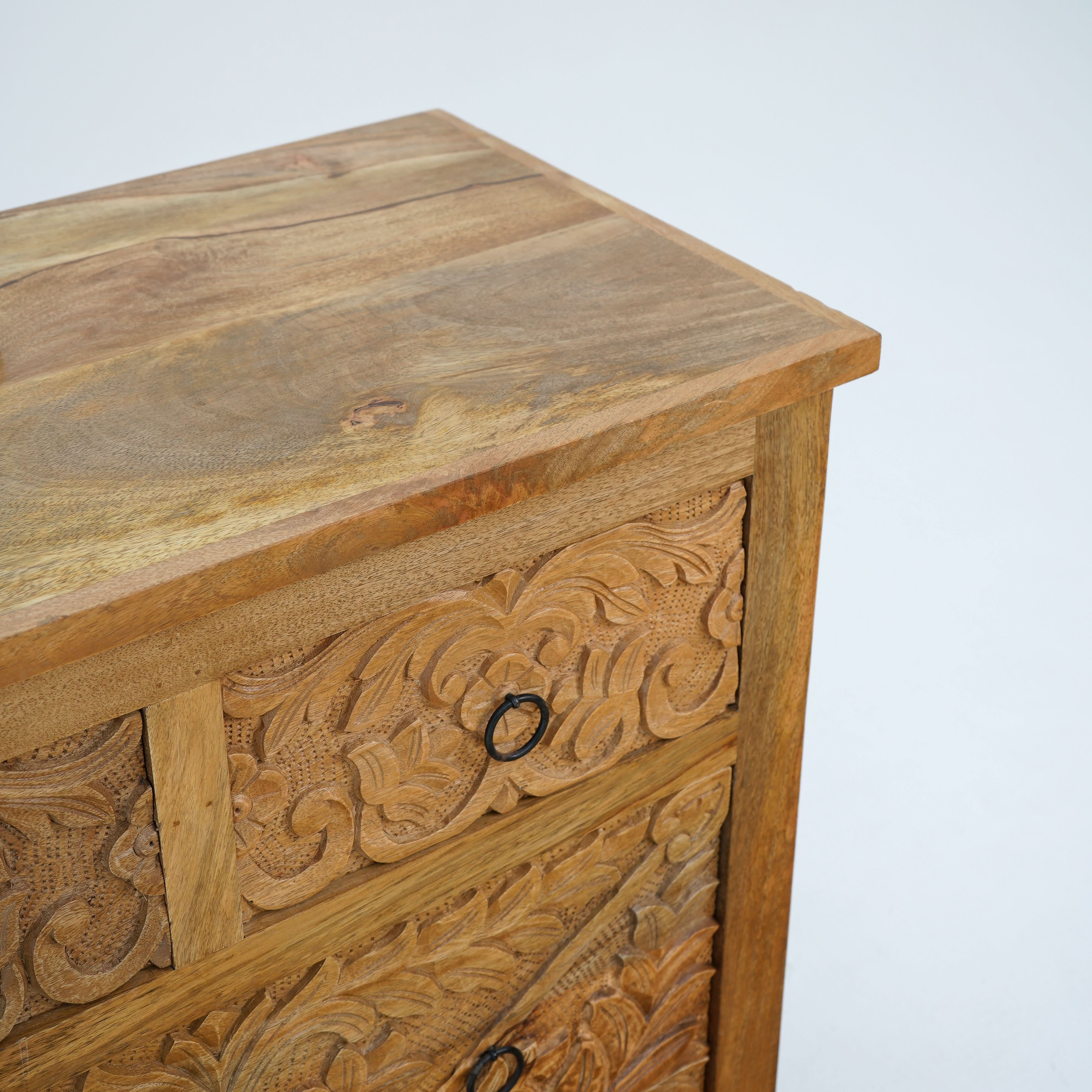 ESPERANCE MANGO CARVED EIGHT DRAWER CHEST OF DRAWERS - Art and craft furniture