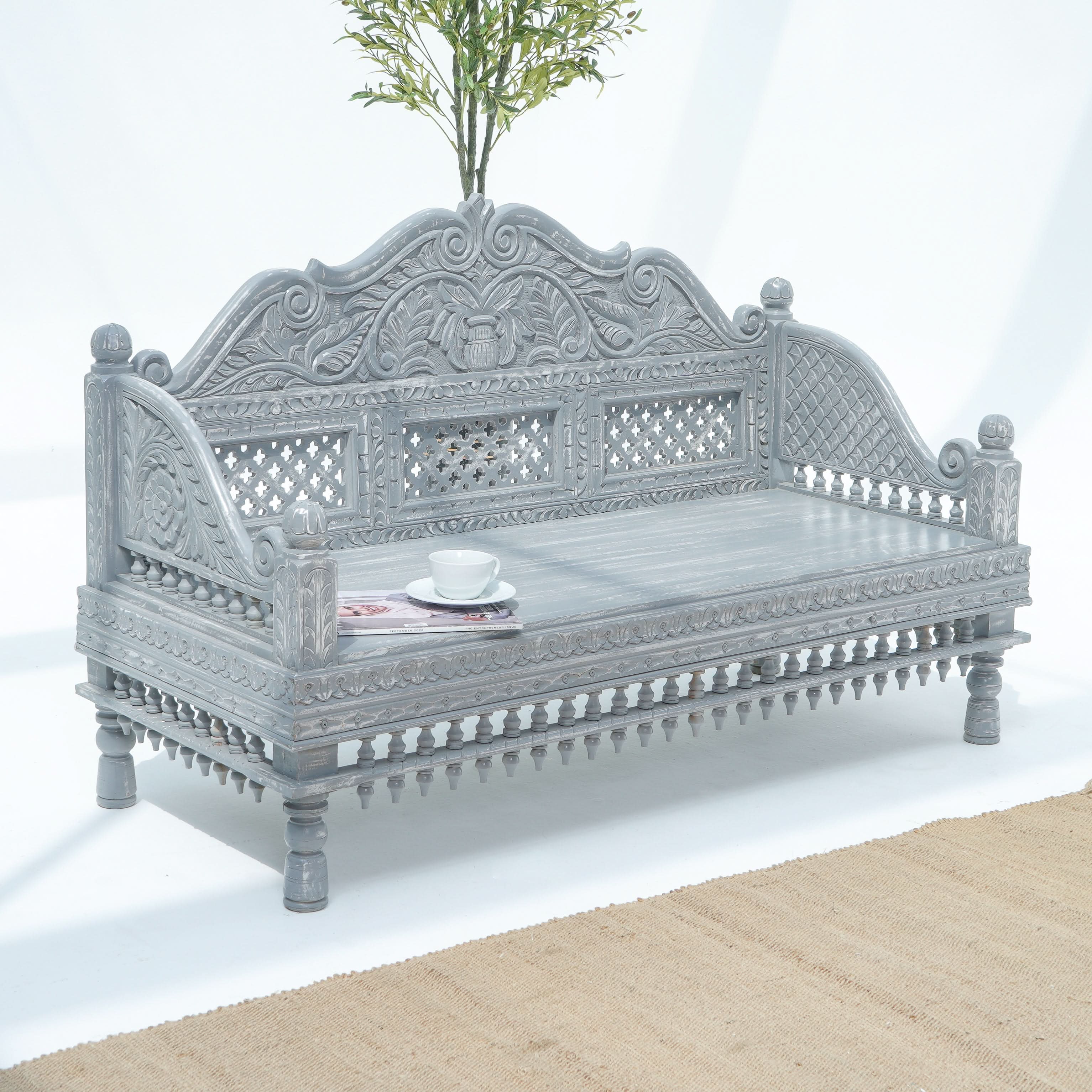 GEORGIA WOODEN CARVING SOFA - Art and craft furniture