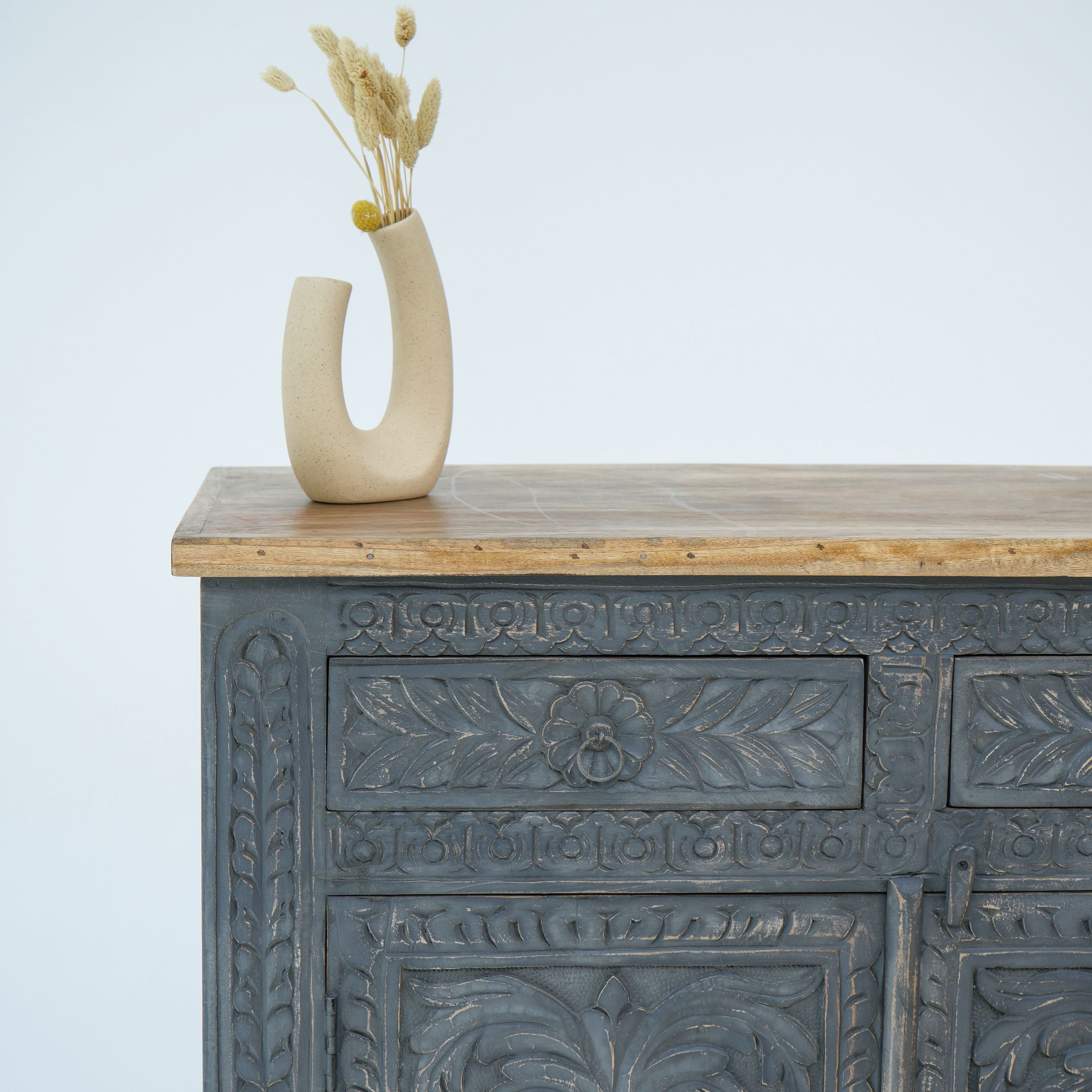 CARVA CARVING TWO DOOR TWO DRAWER SIDEBOARD - Art and craft furniture