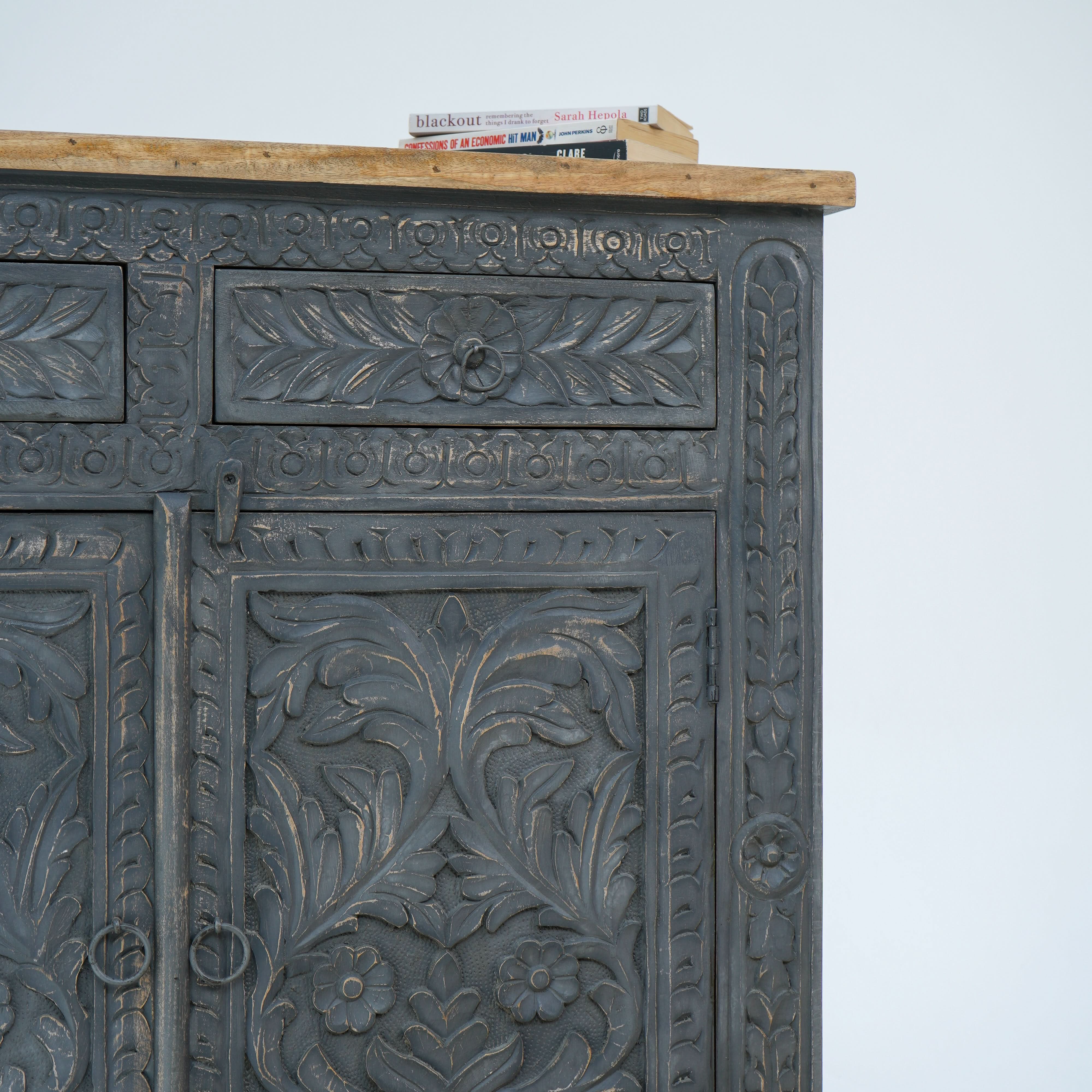CARVA CARVING TWO DOOR TWO DRAWER SIDEBOARD - Art and craft furniture