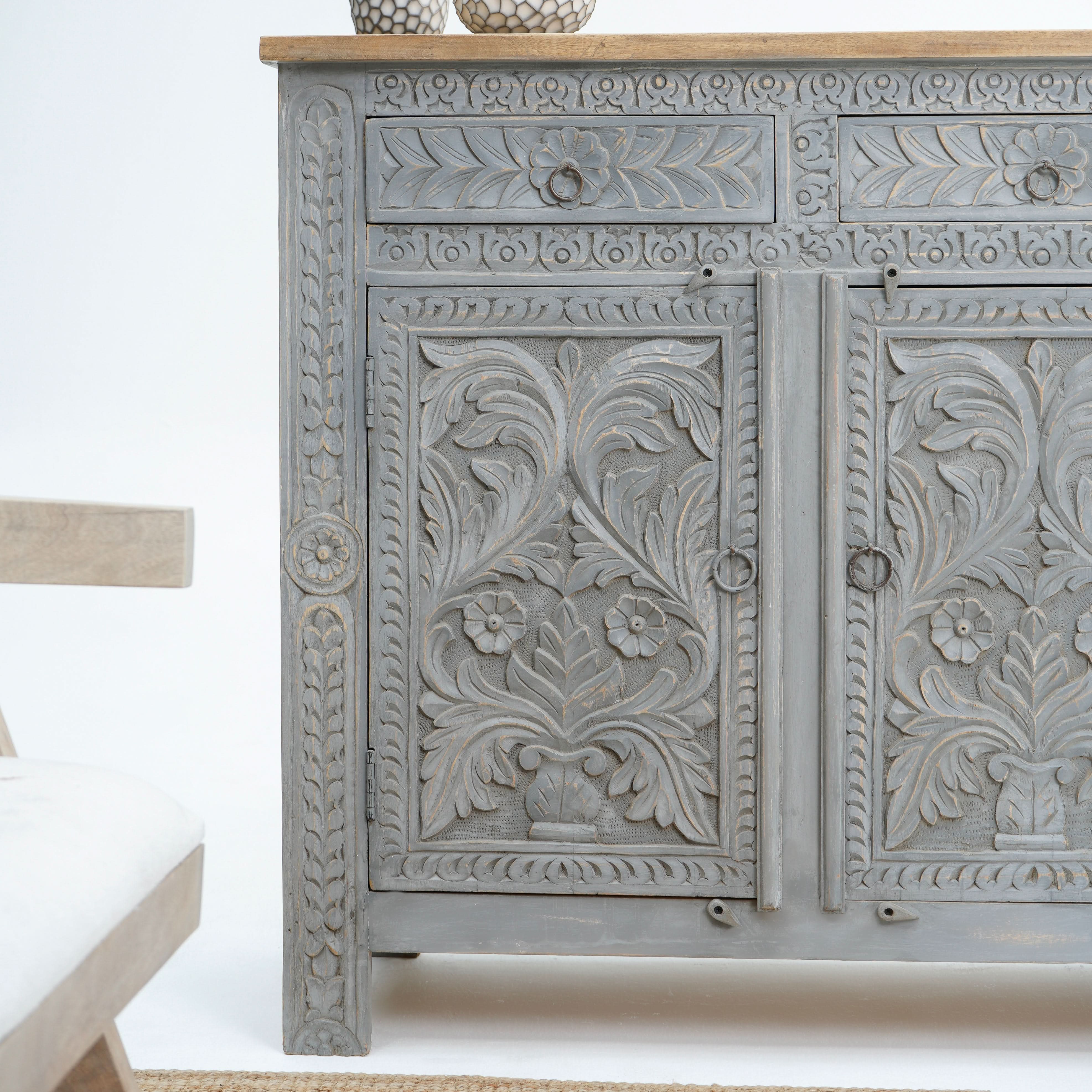 CARVA WOODEN CARVING SIDEBOARD - Art and craft furniture