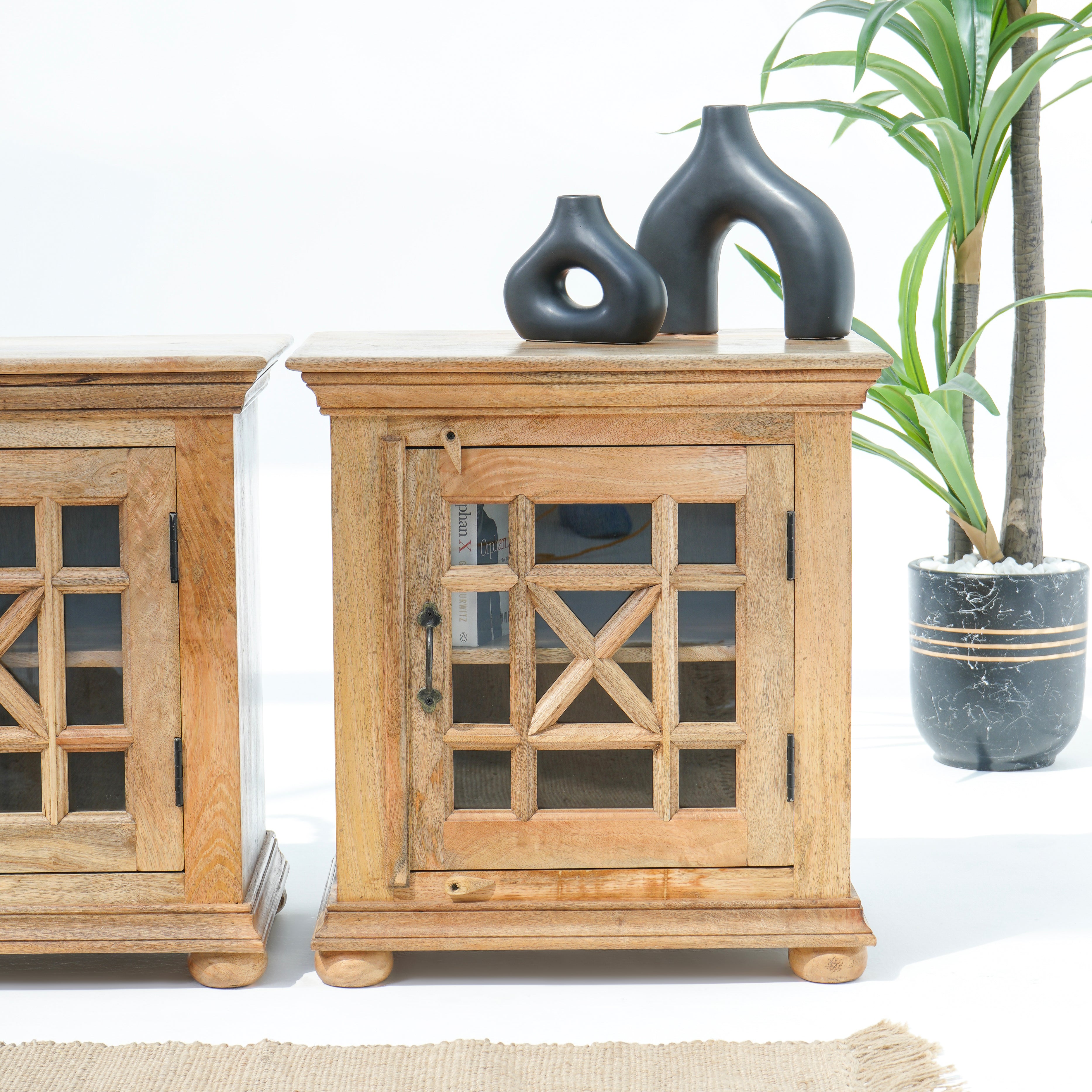 Starlit Walnut One Glass Door Nightstand