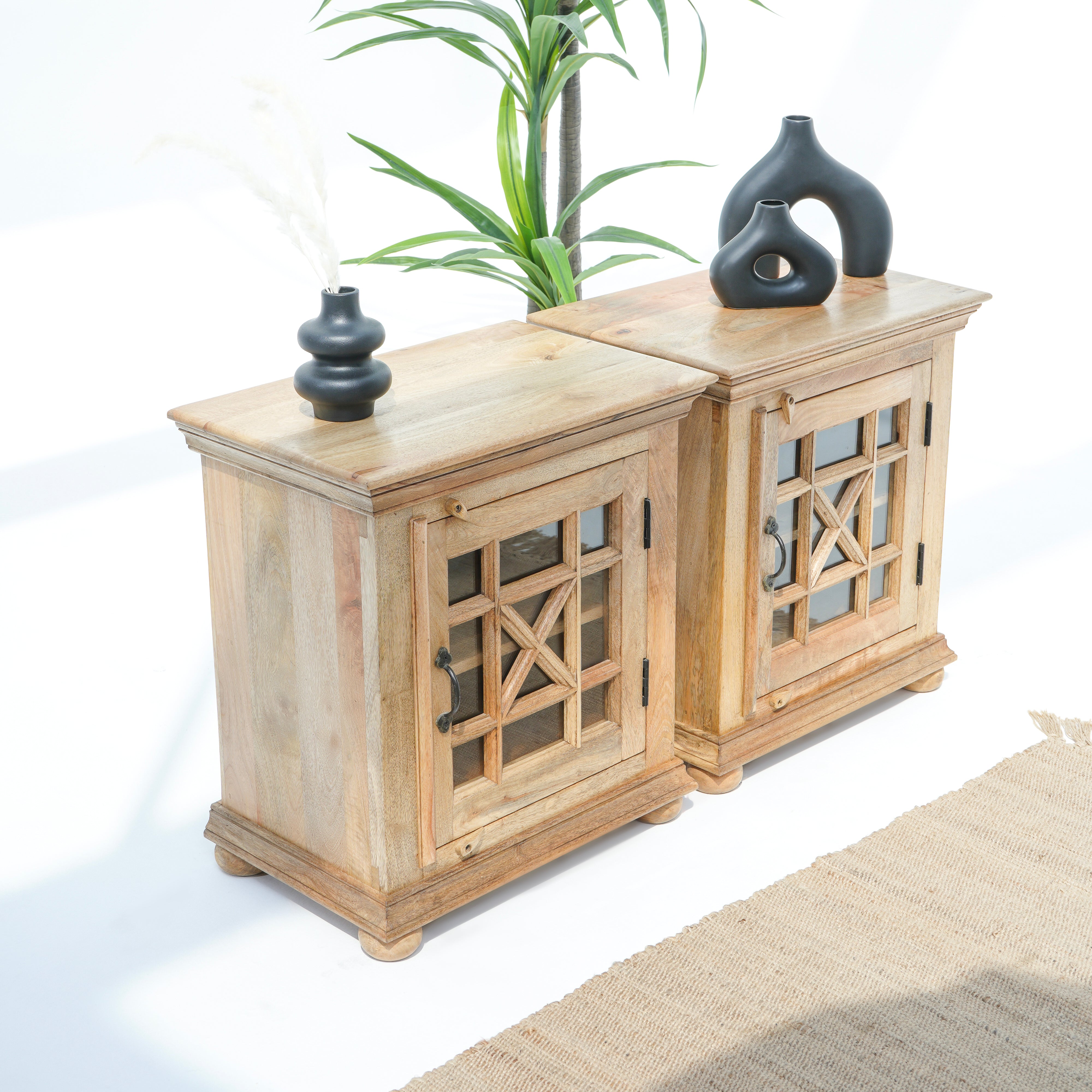 Starlit Walnut One Glass Door Nightstand