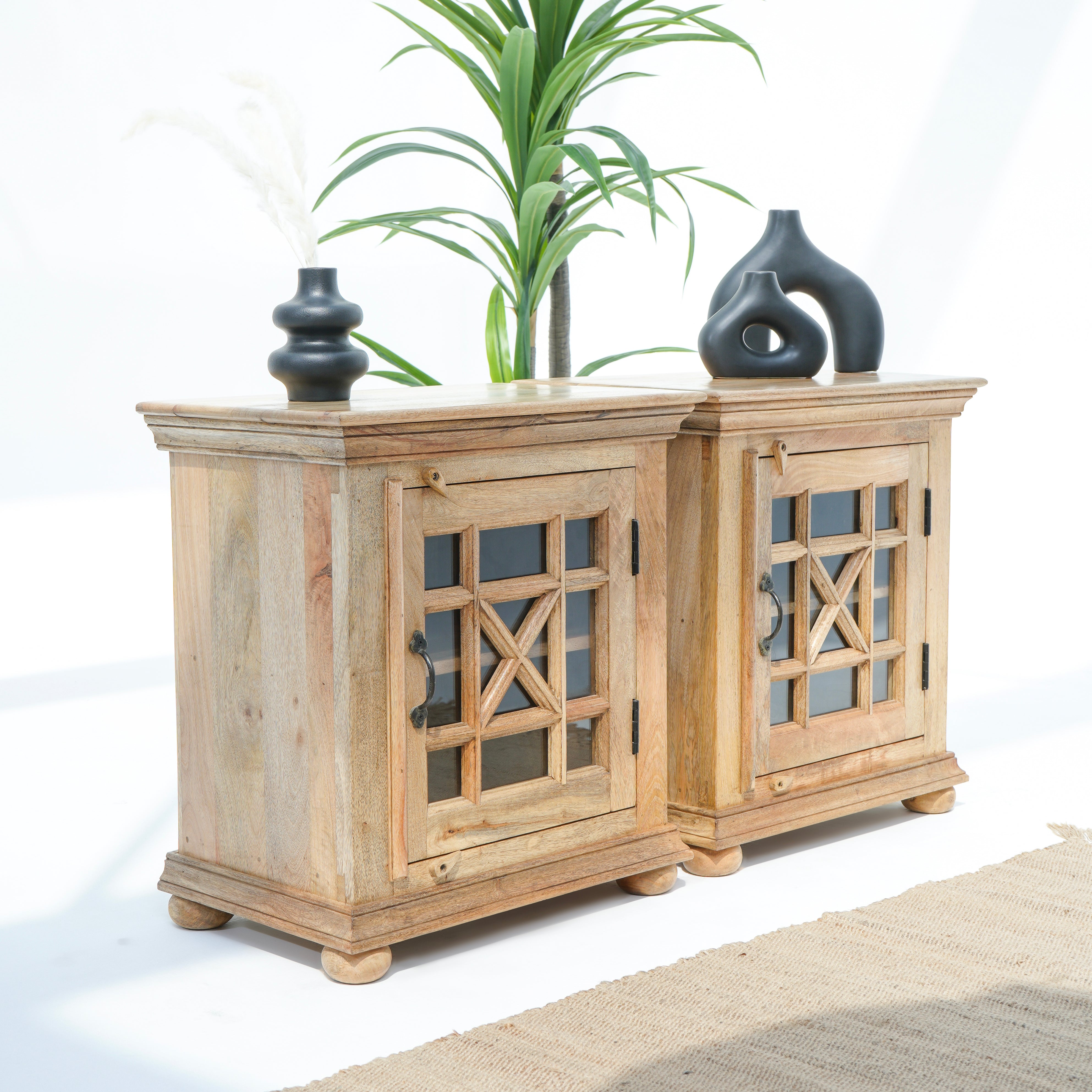 Starlit Walnut One Glass Door Nightstand