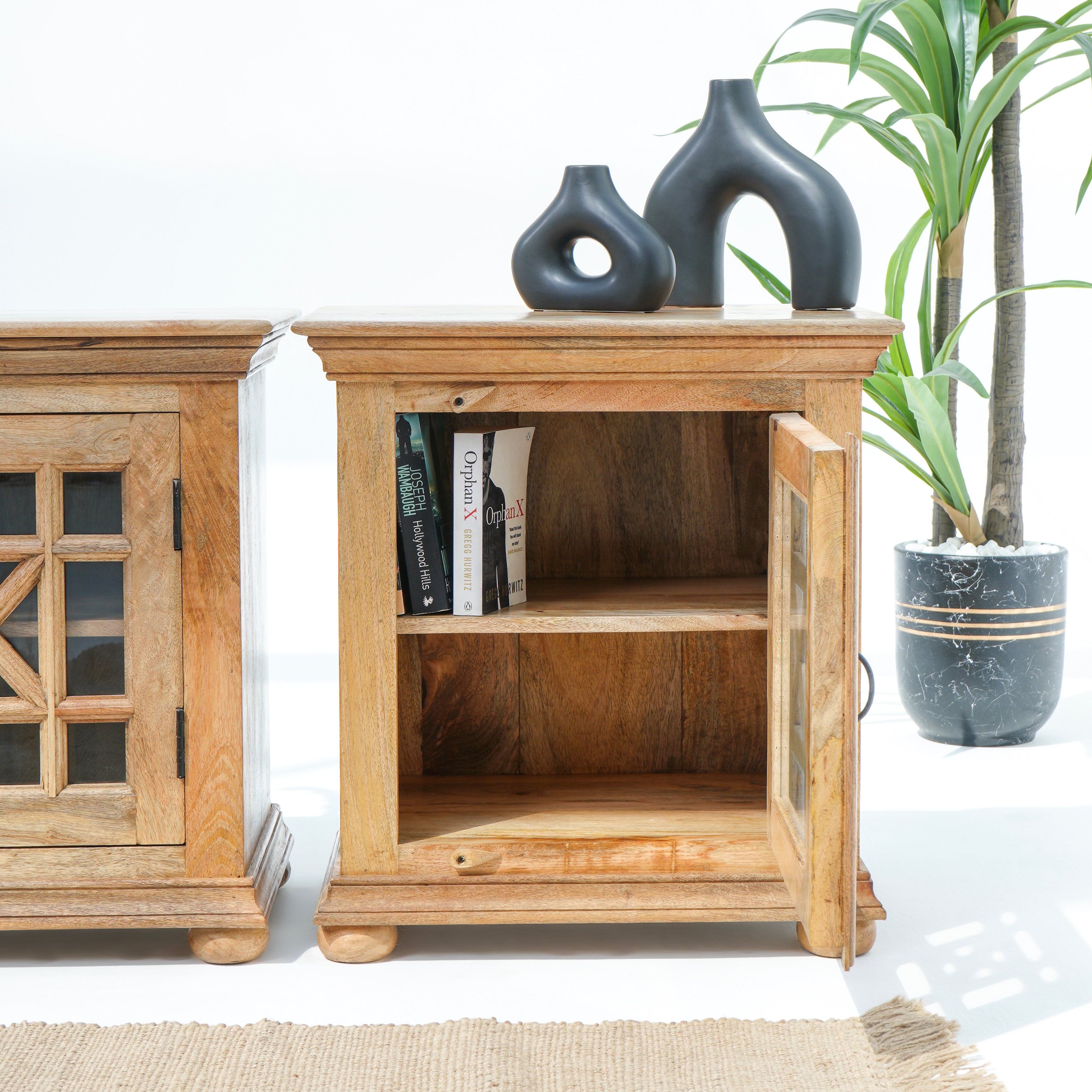Starlit Walnut One Glass Door Nightstand