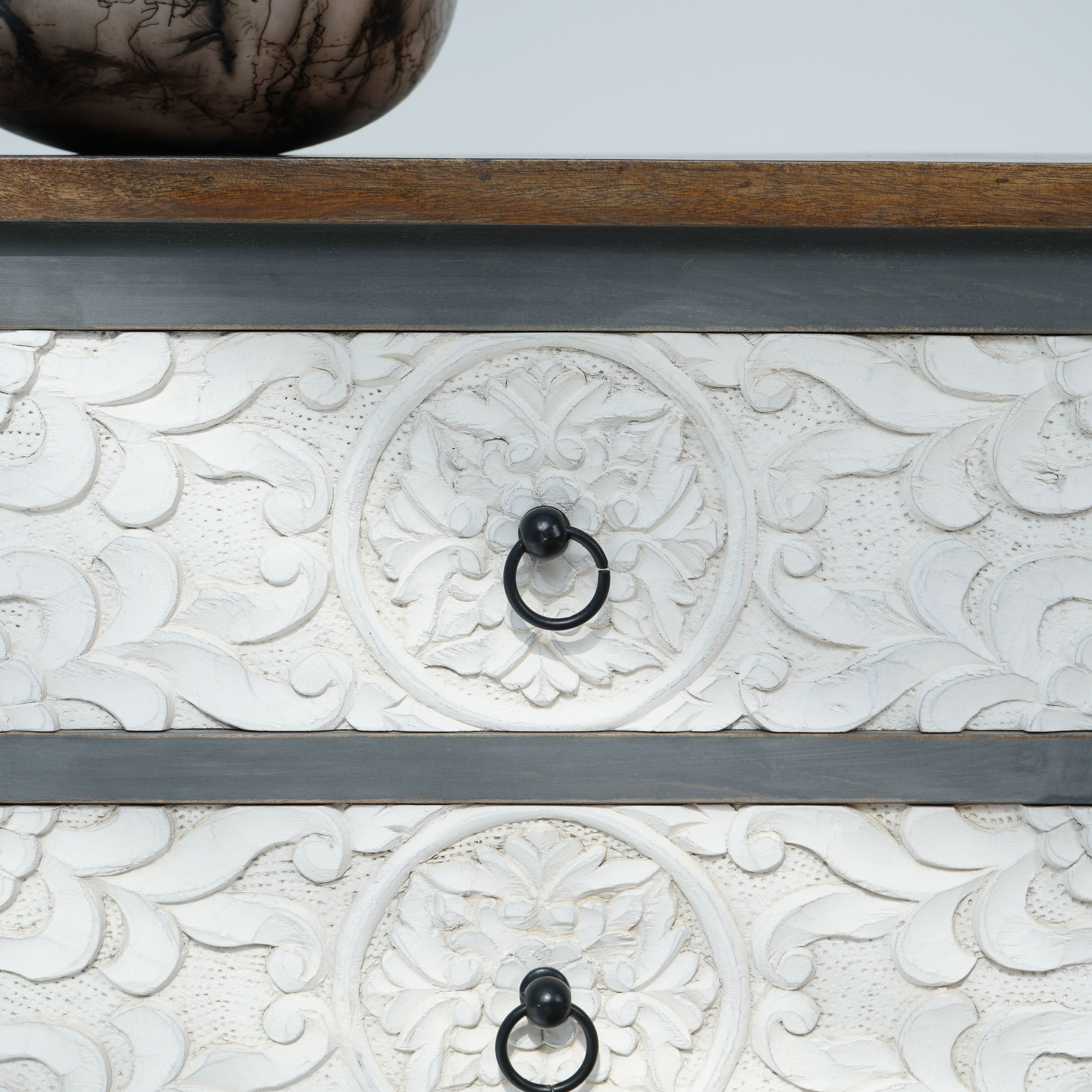 ALBURY FOUR DRAWER CARVED CHEST OF DRAWERS - Art and craft furniture