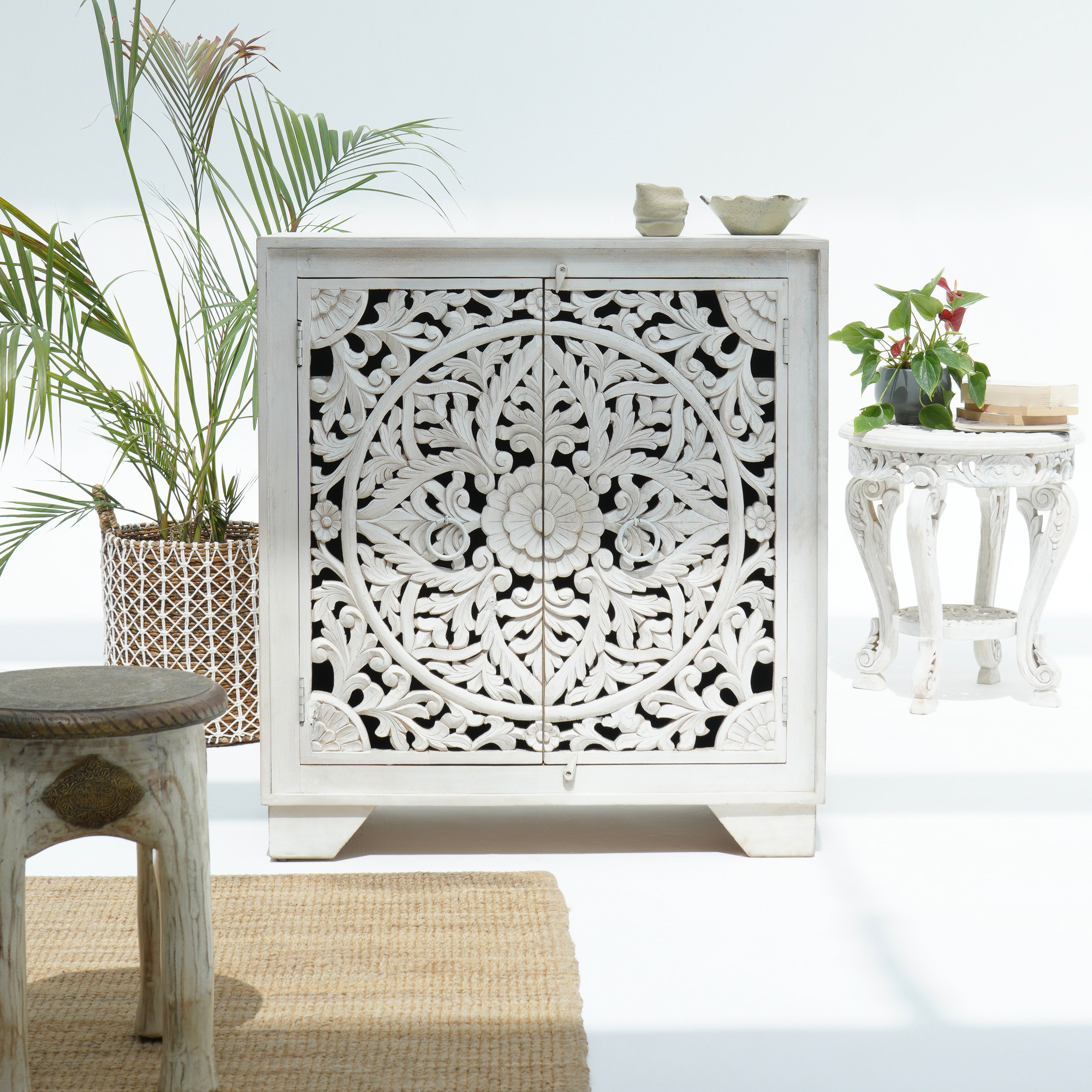 KARIGAR CARVED TWO DOOR SIDEBOARD - Art and craft furniture
