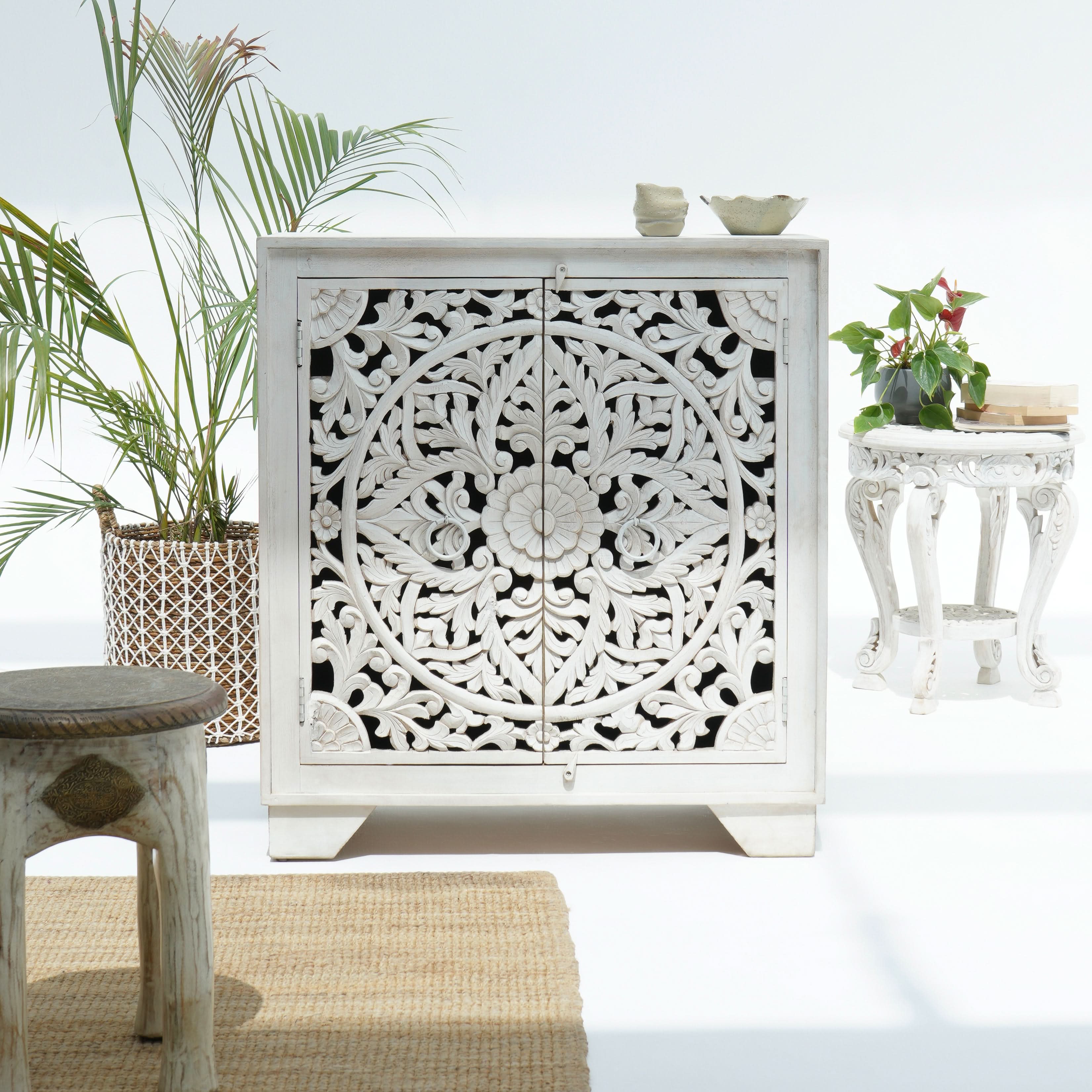 KARIGAR CARVED TWO DOOR SIDEBOARD - Art and craft furniture