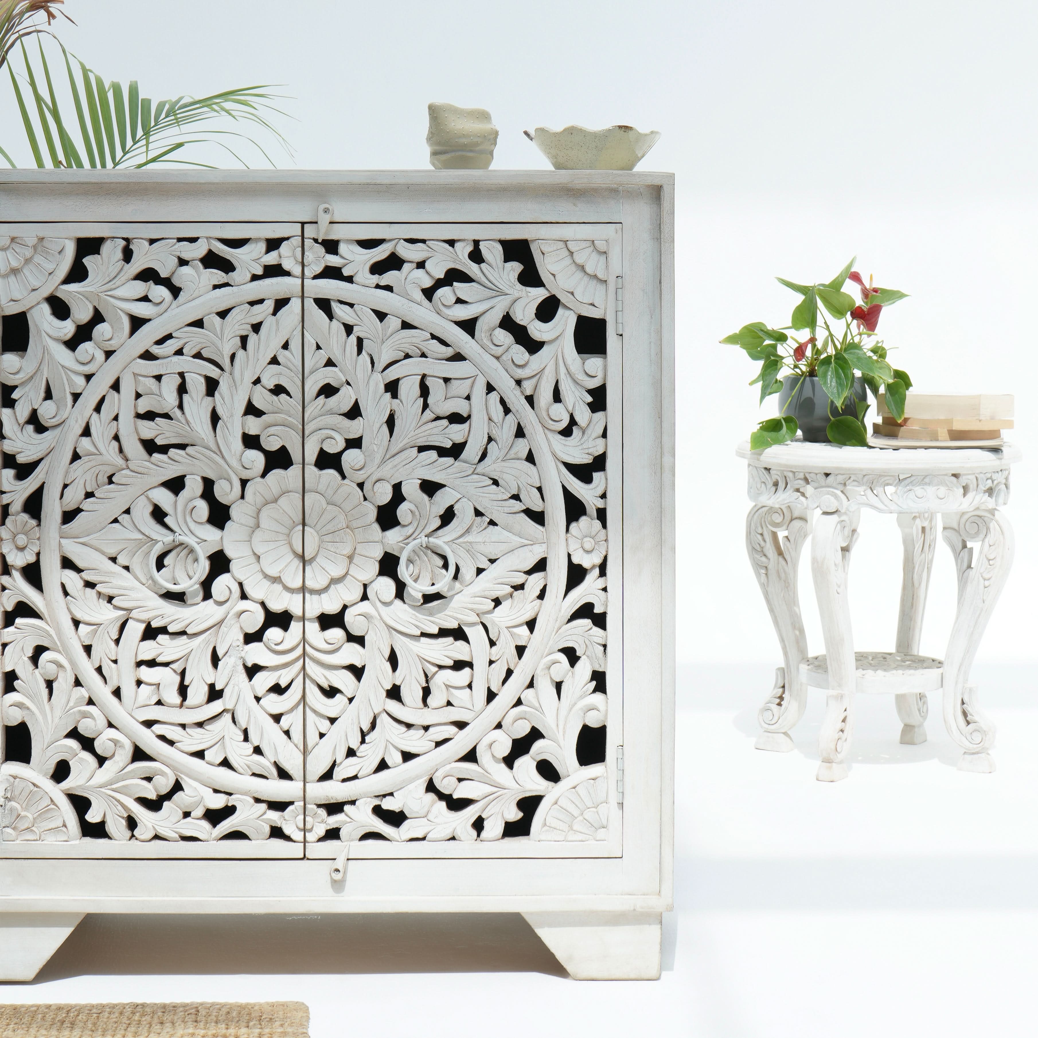 KARIGAR CARVED TWO DOOR SIDEBOARD - Art and craft furniture