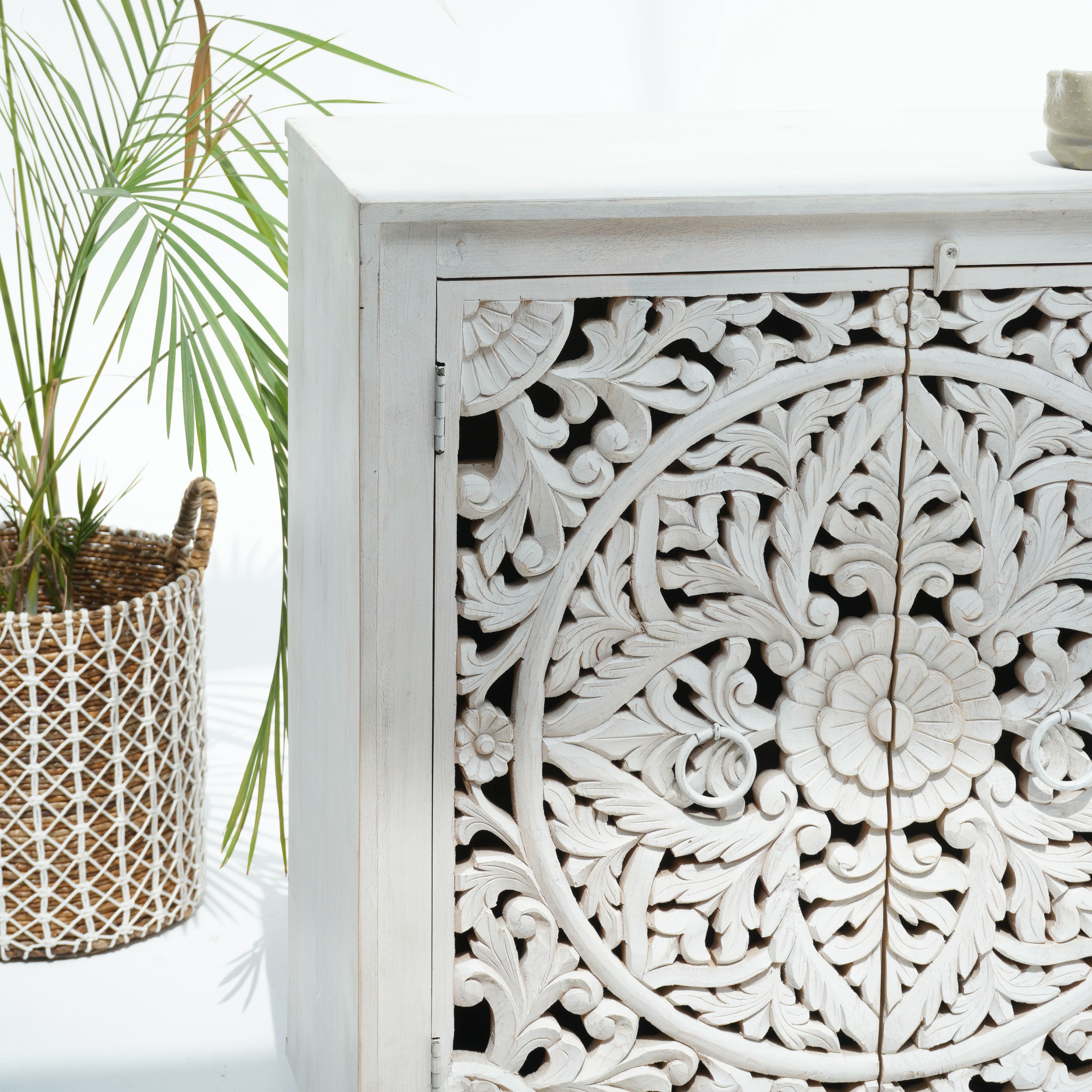 KARIGAR CARVED TWO DOOR SIDEBOARD - Art and craft furniture