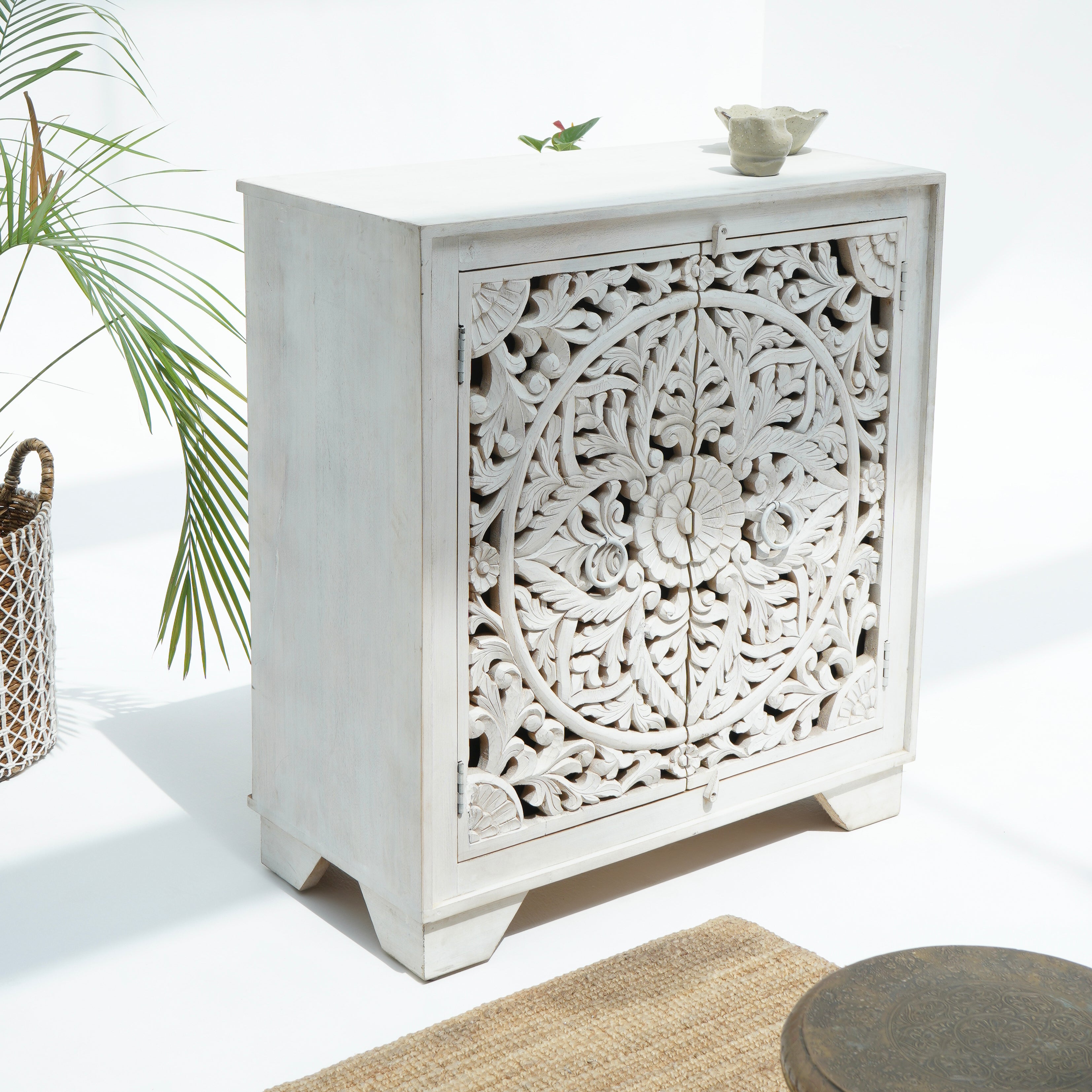 KARIGAR CARVED TWO DOOR SIDEBOARD - Art and craft furniture