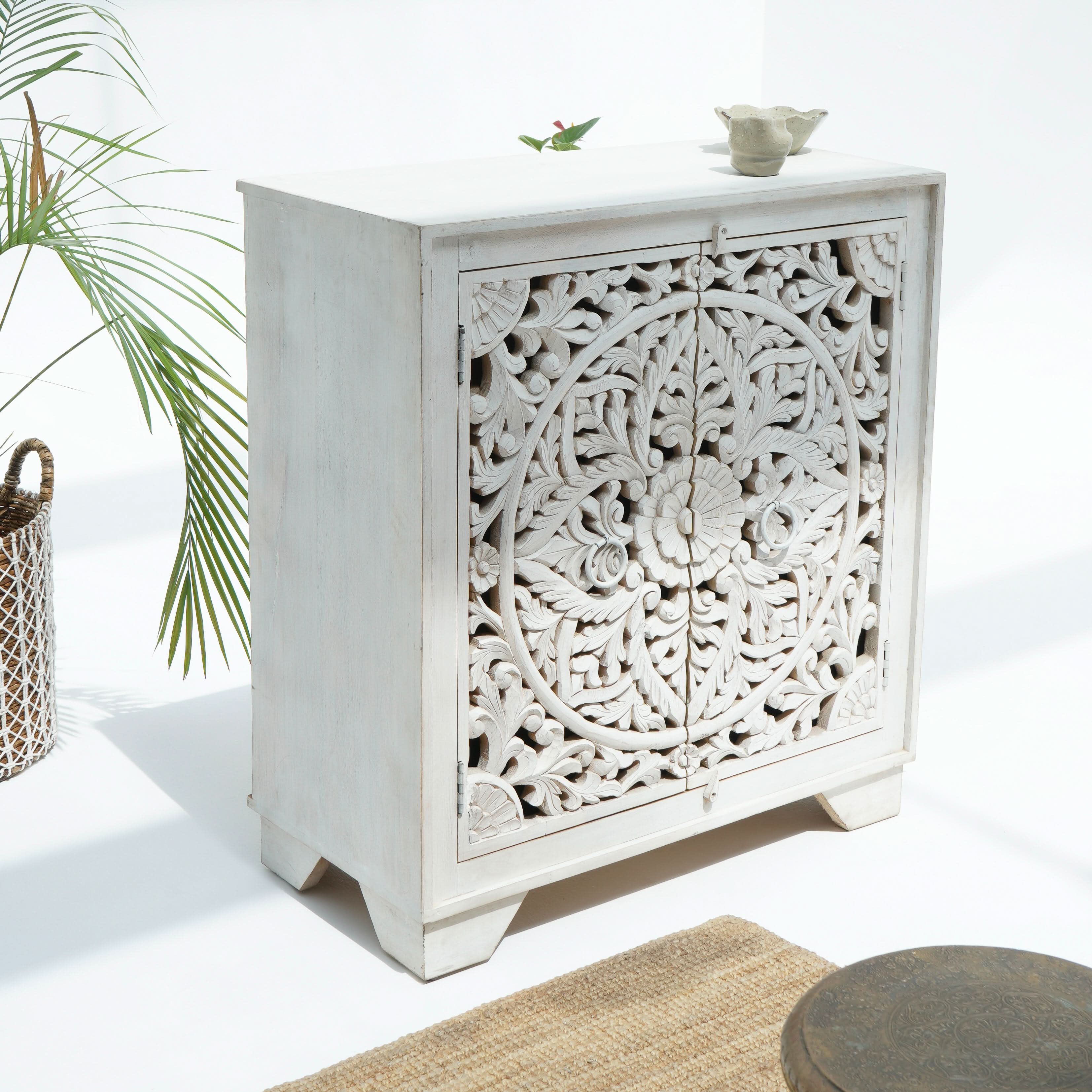 KARIGAR CARVED TWO DOOR SIDEBOARD - Art and craft furniture