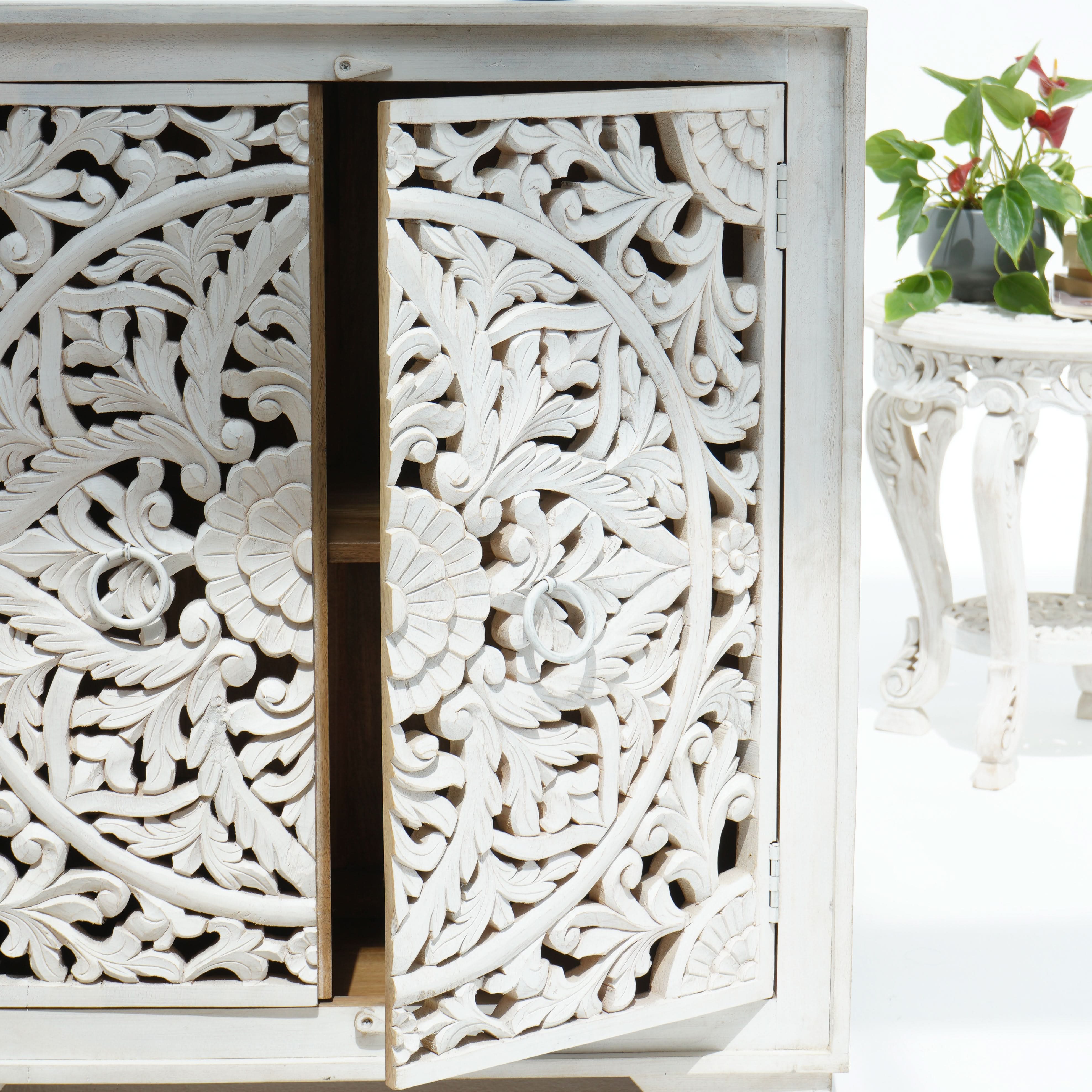 KARIGAR CARVED TWO DOOR SIDEBOARD - Art and craft furniture