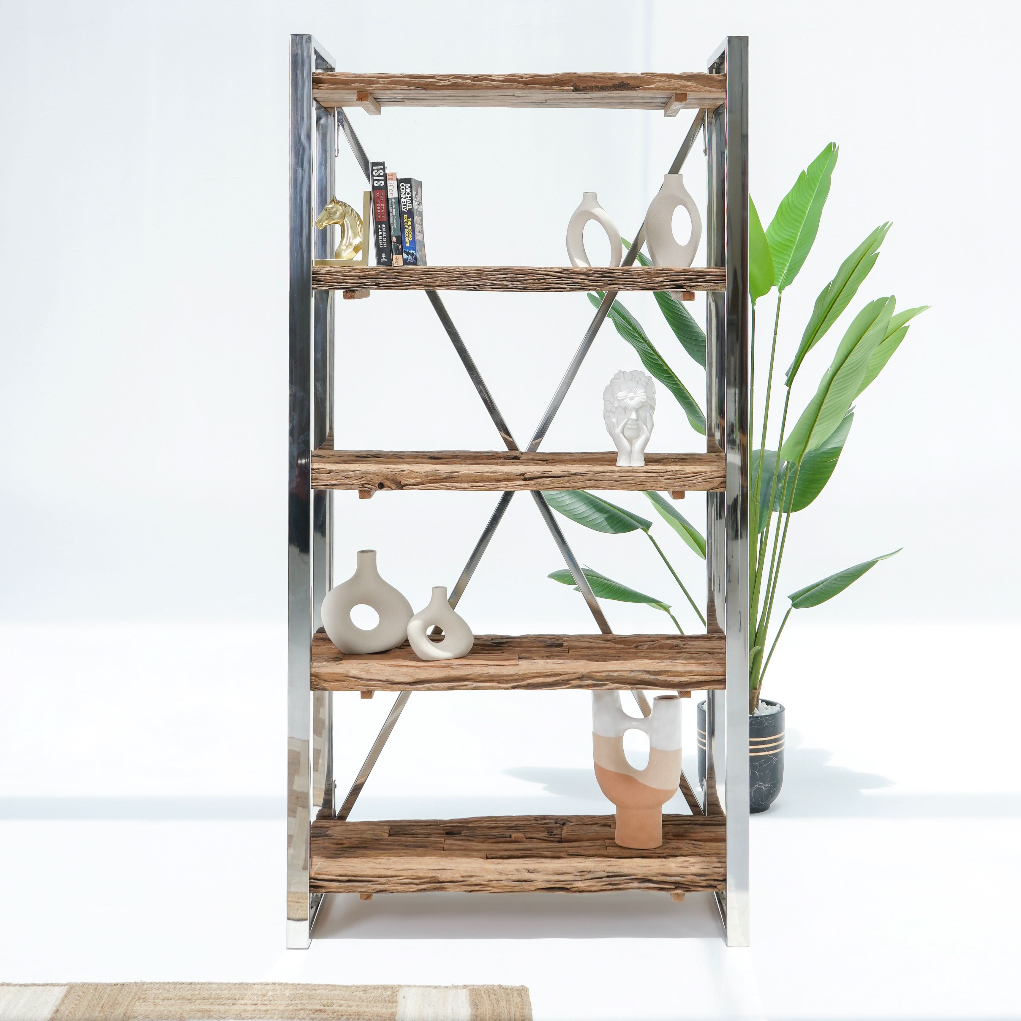 RAILWAY SLEEPER STEEL METAL BOOKSHELF - Art and craft furniture