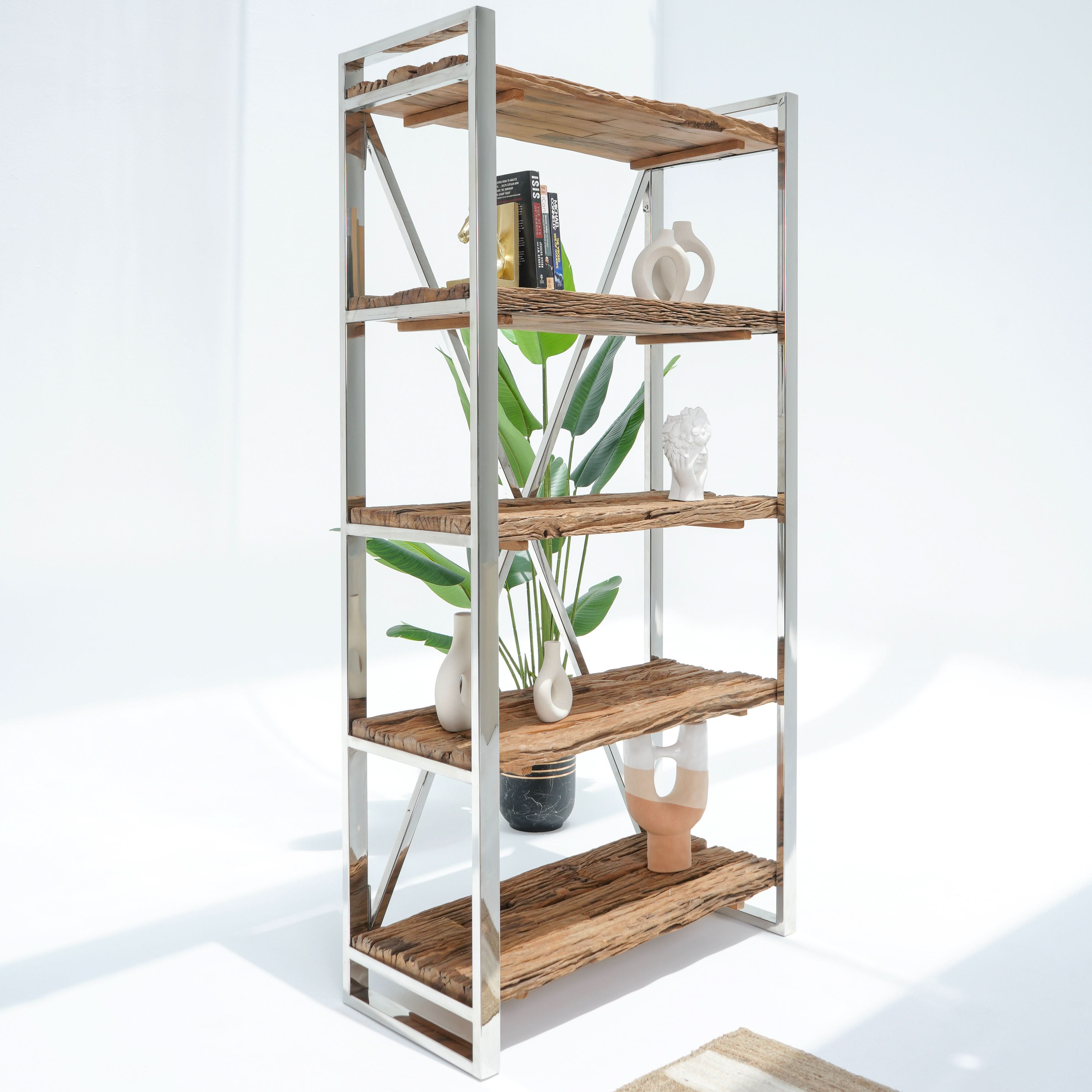 RAILWAY SLEEPER STEEL METAL BOOKSHELF - Art and craft furniture