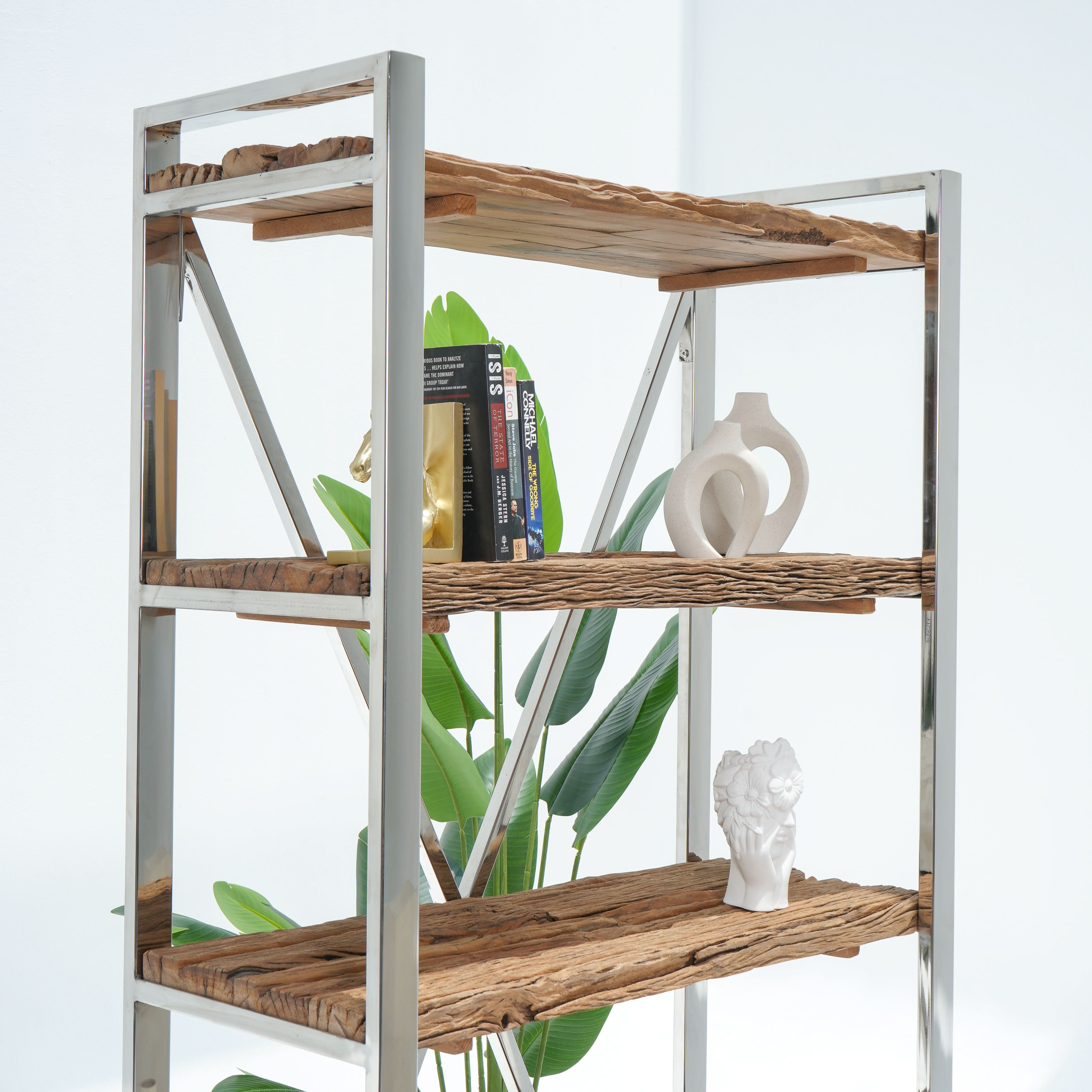 RAILWAY SLEEPER STEEL METAL BOOKSHELF - Art and craft furniture