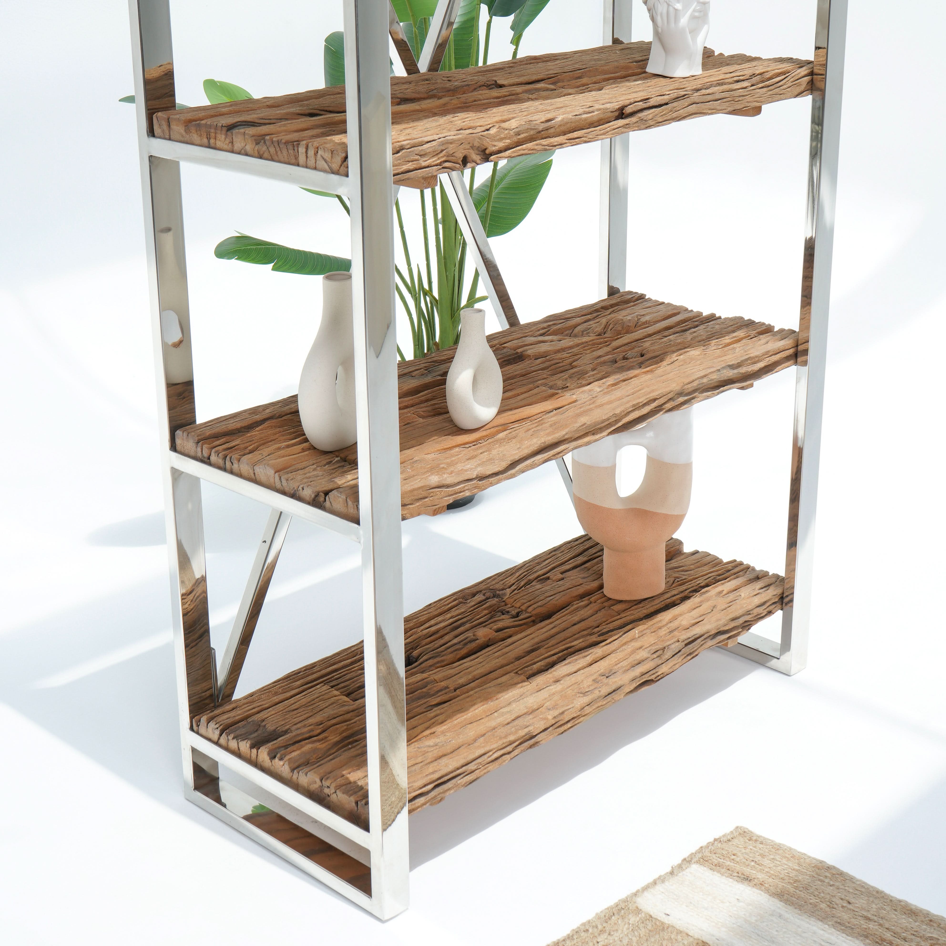 RAILWAY SLEEPER STEEL METAL BOOKSHELF - Art and craft furniture