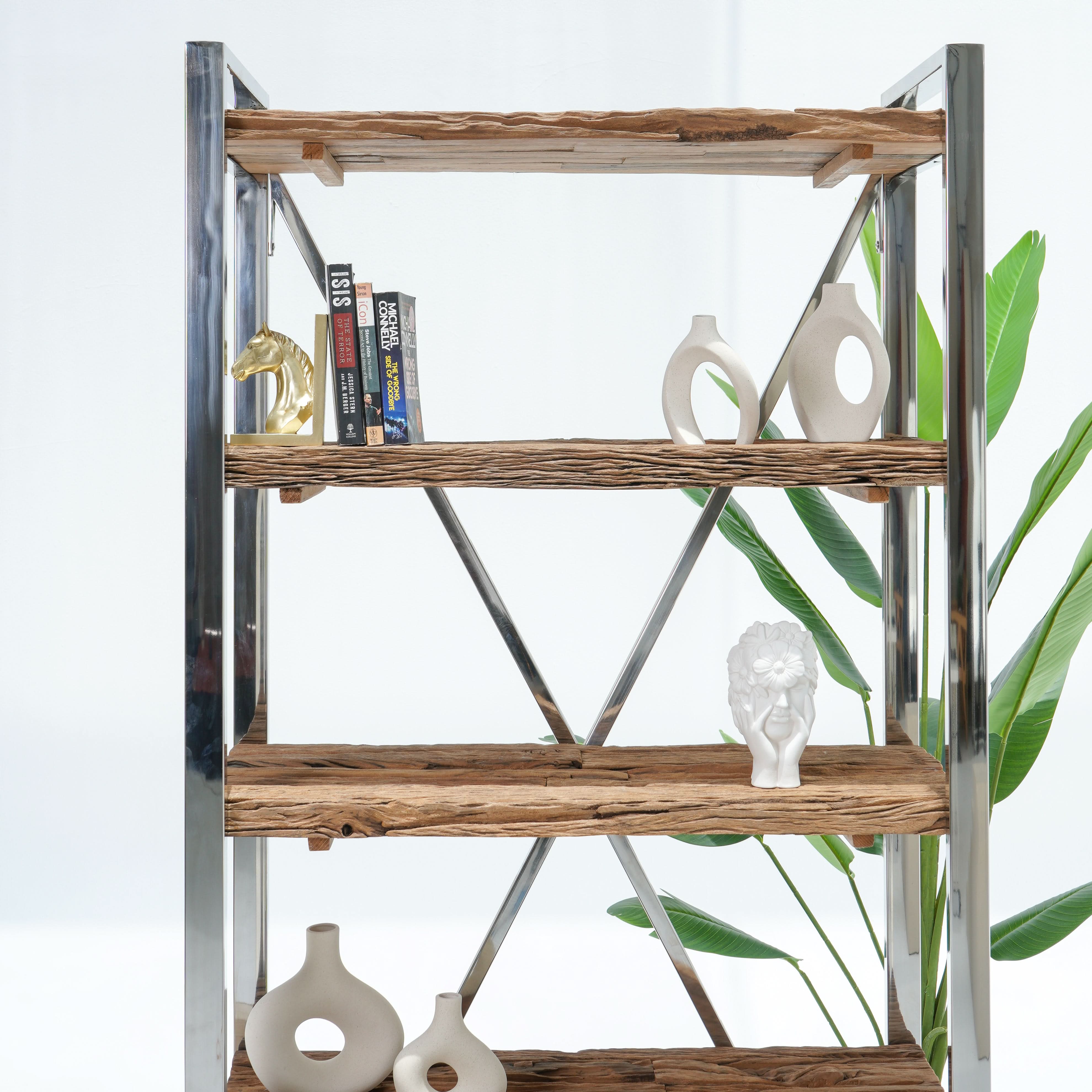 RAILWAY SLEEPER STEEL METAL BOOKSHELF - Art and craft furniture