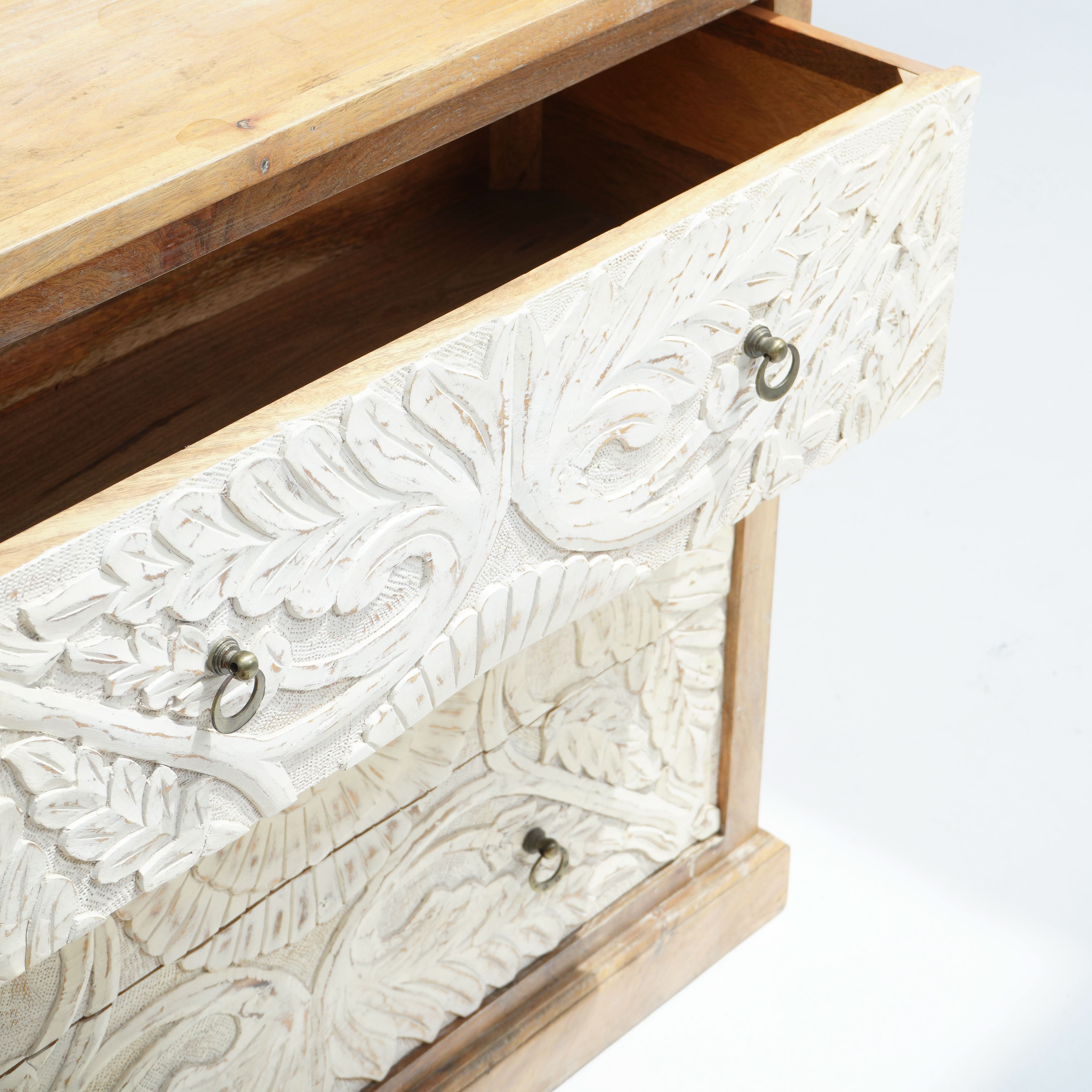 ARTISAN CARVED MANGO WOOD CHEST OF DRAWERS - Art and craft furniture