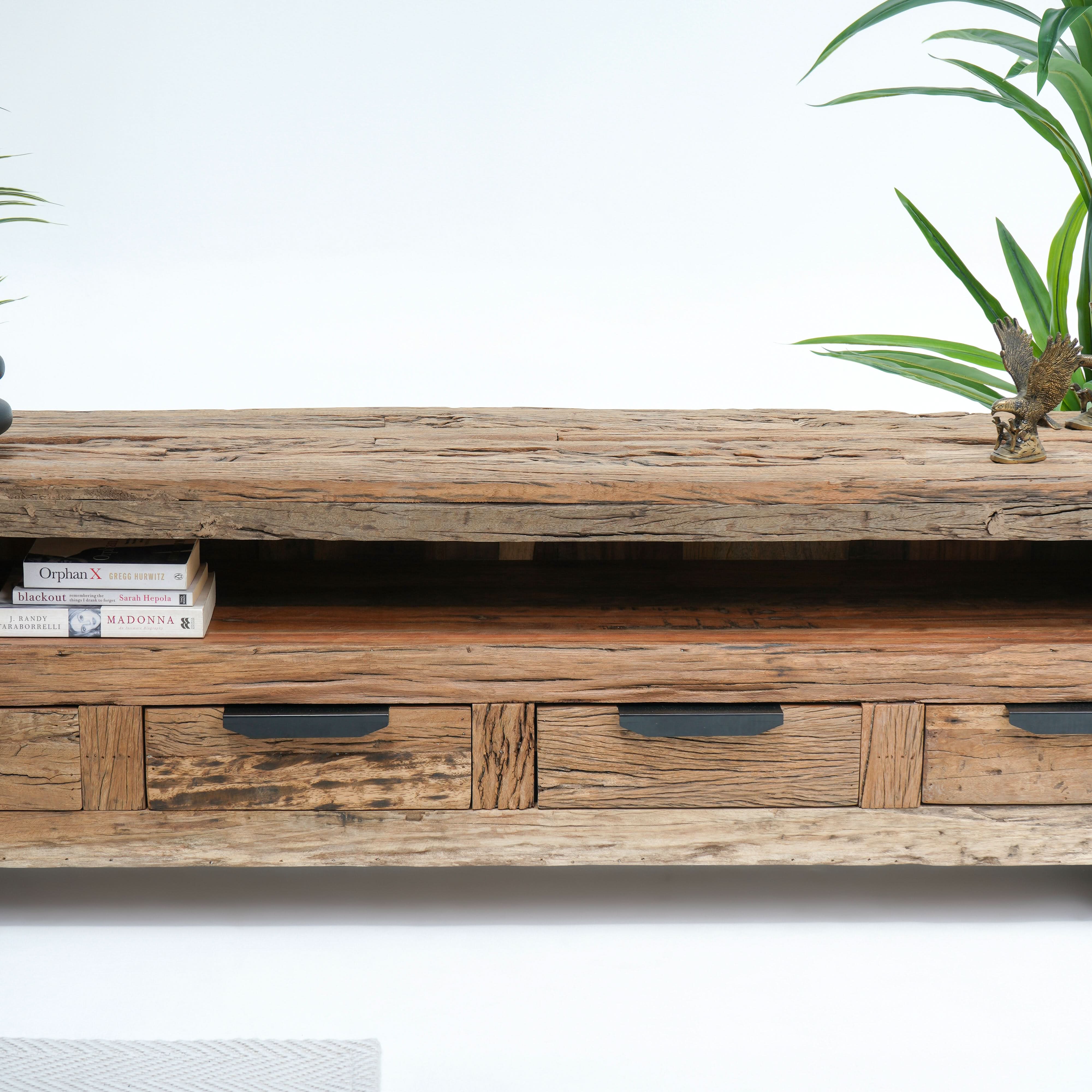 RAILWAY WOOD TV STAND - Art and craft furniture
