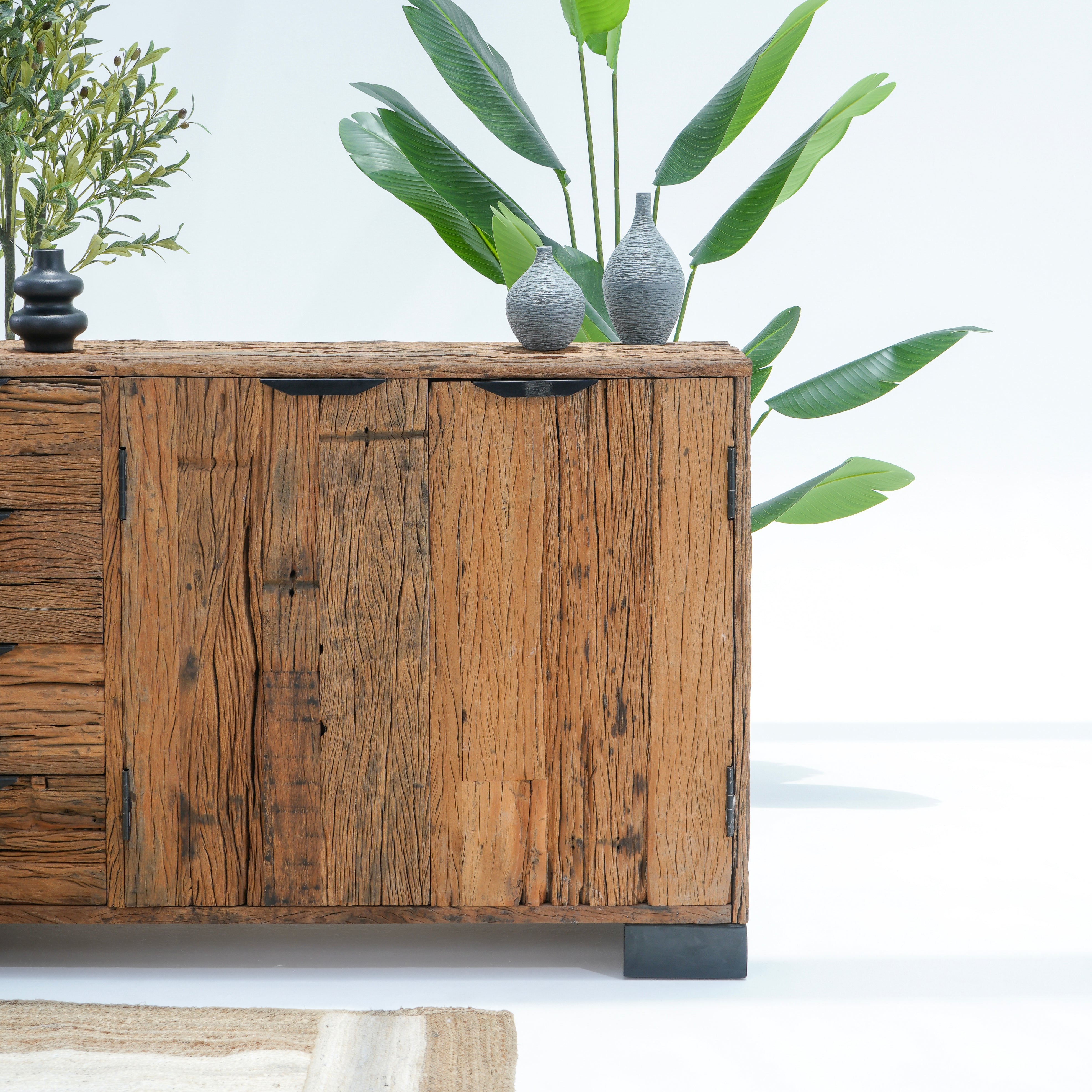 Railway wood Four Drawer Two Door sideboard