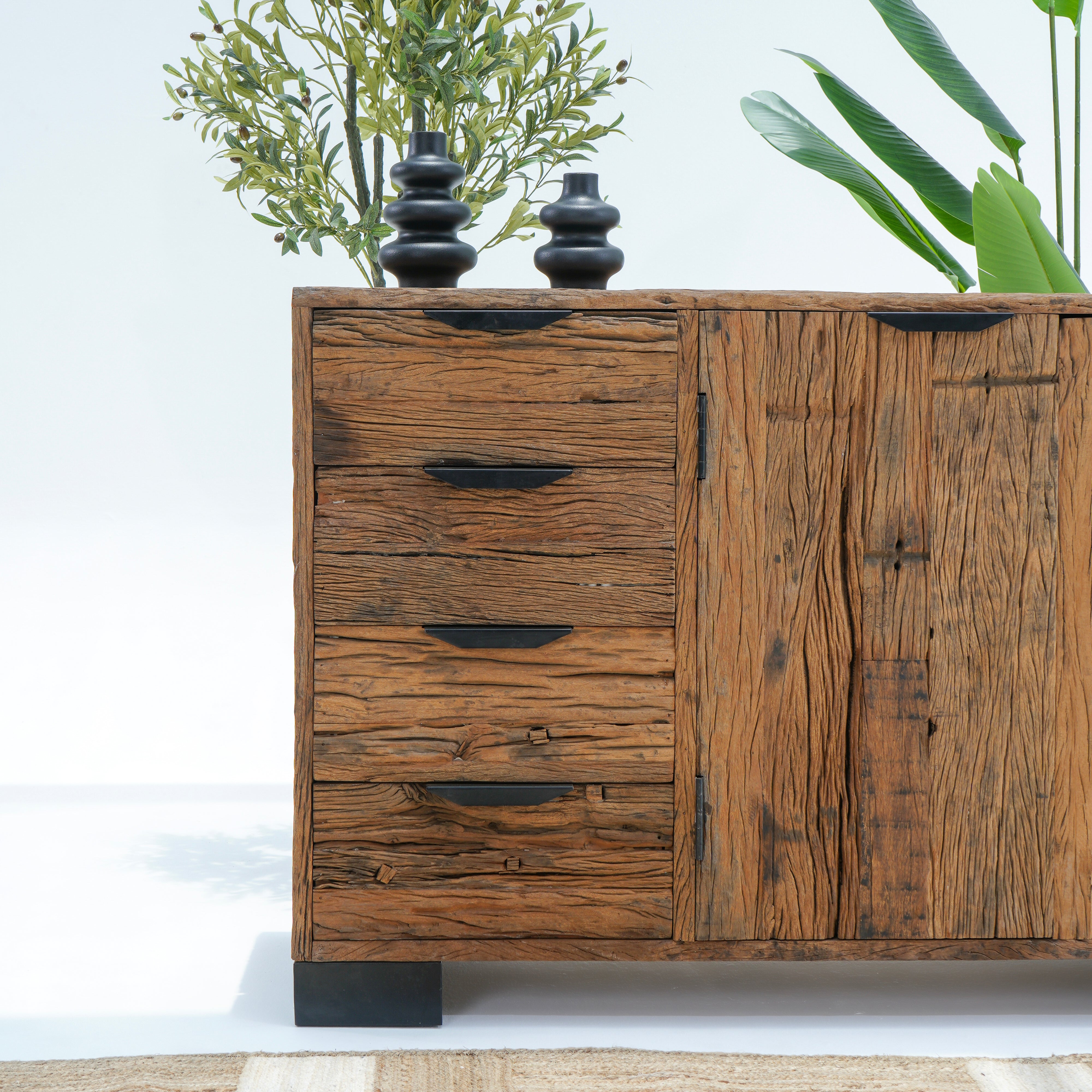 Railway wood Four Drawer Two Door sideboard