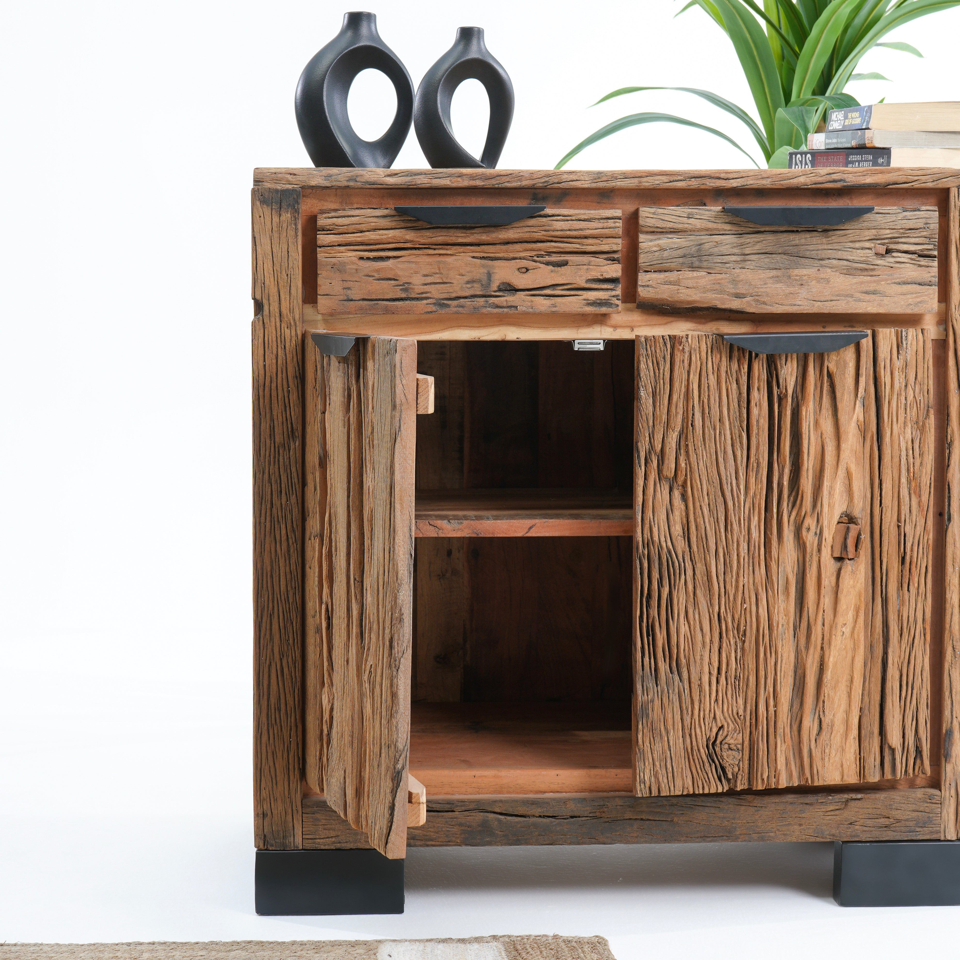 RAILWAY WOOD TWO DOOR SIDEBOARD