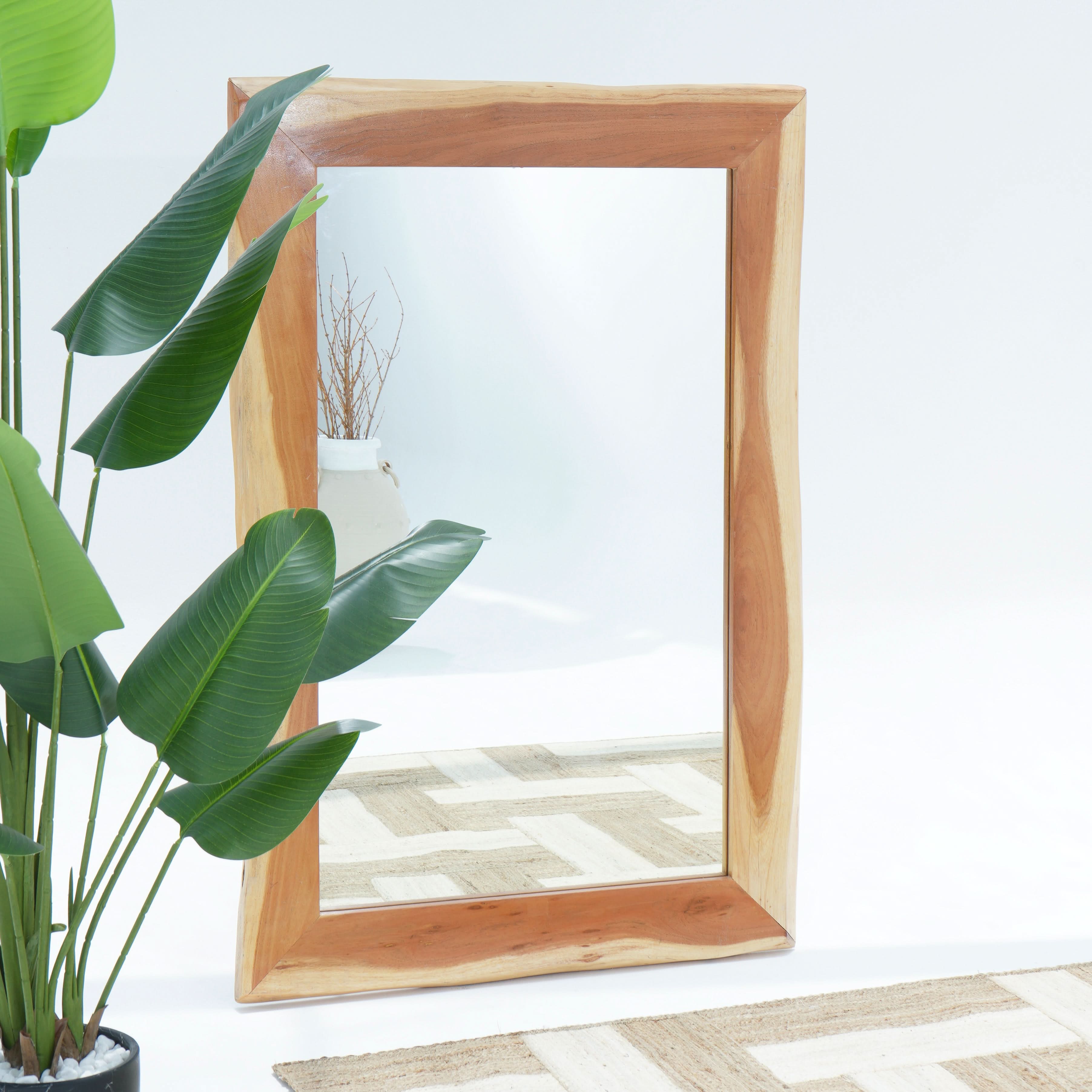 LIVE-EDGE LIGHT ACACIA WOOD MIRROR FRAME - Art and craft furniture