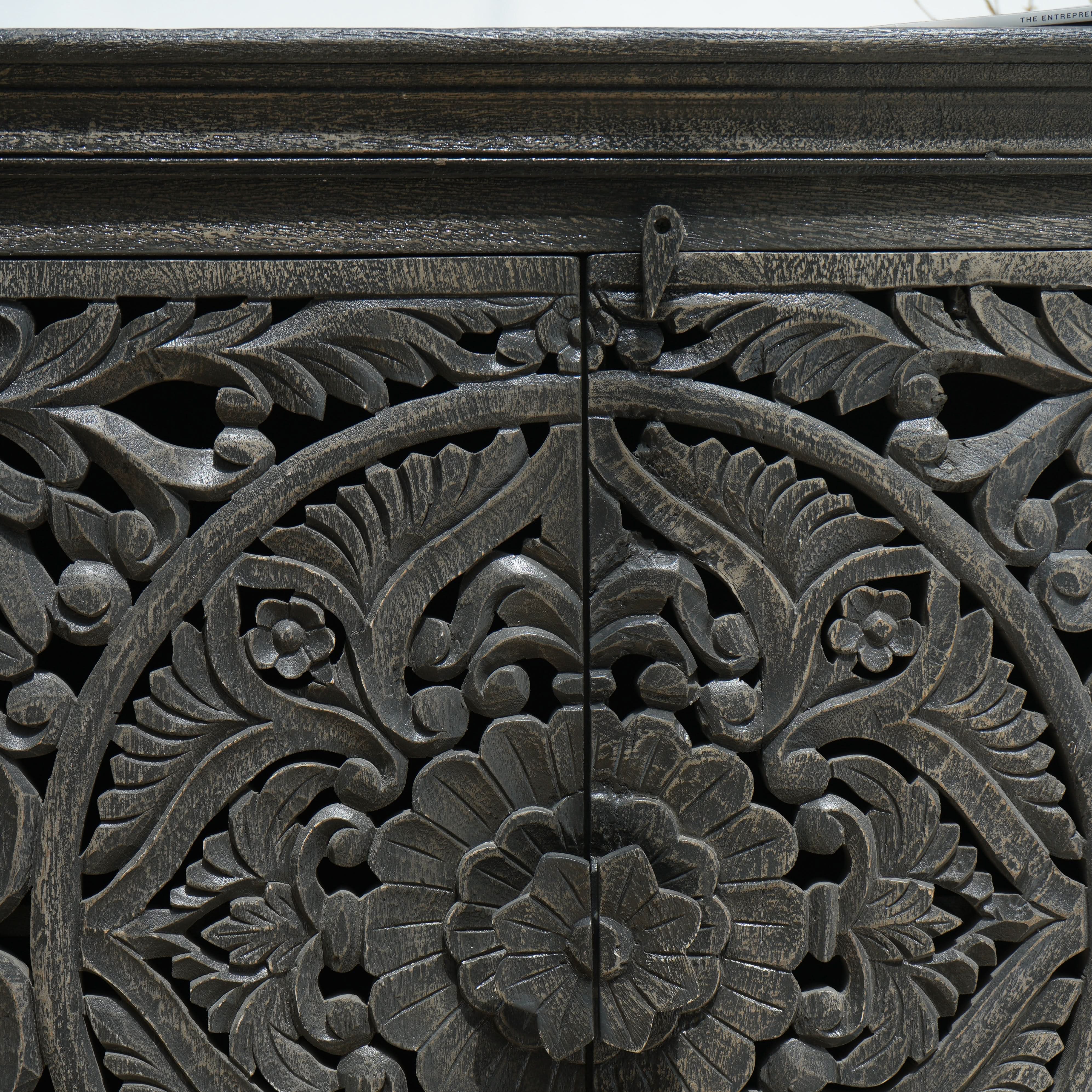 FLORVEN FOUR DOOR CARVED SIDEBOARD - Art and craft furniture