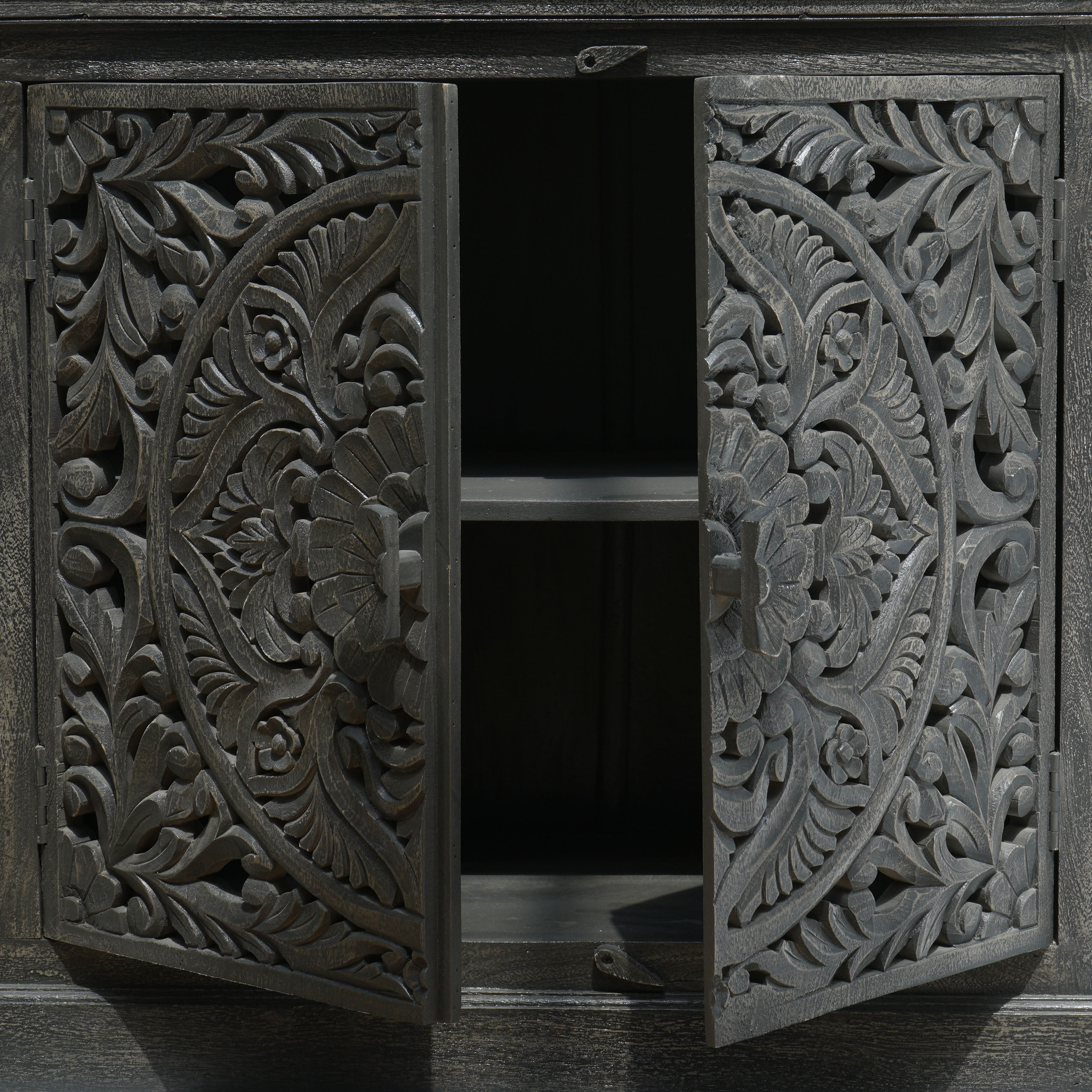 FLORVEN FOUR DOOR CARVED SIDEBOARD - Art and craft furniture