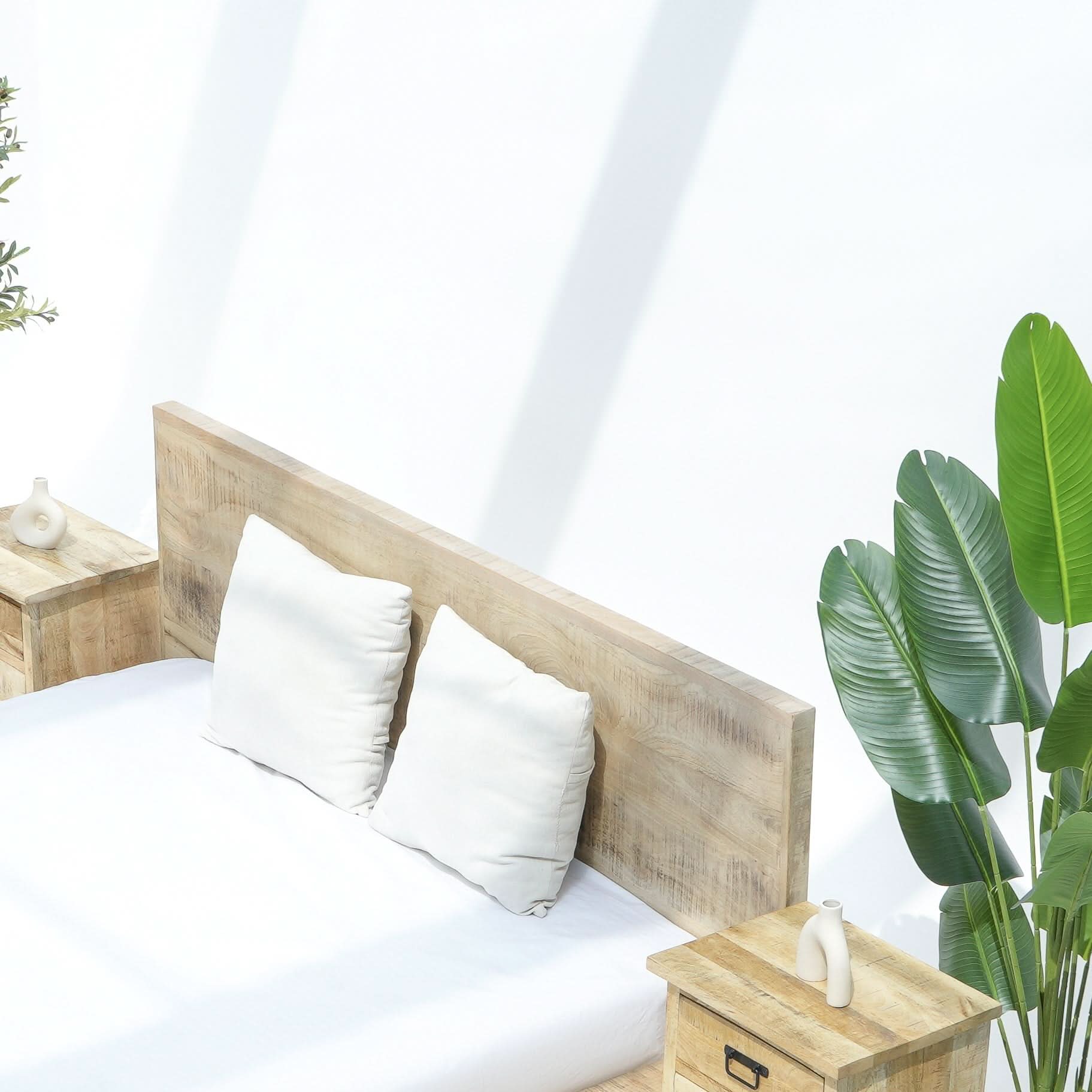 MANGOEDGE WOODEN LOW HEIGHT BED - Art and craft furniture