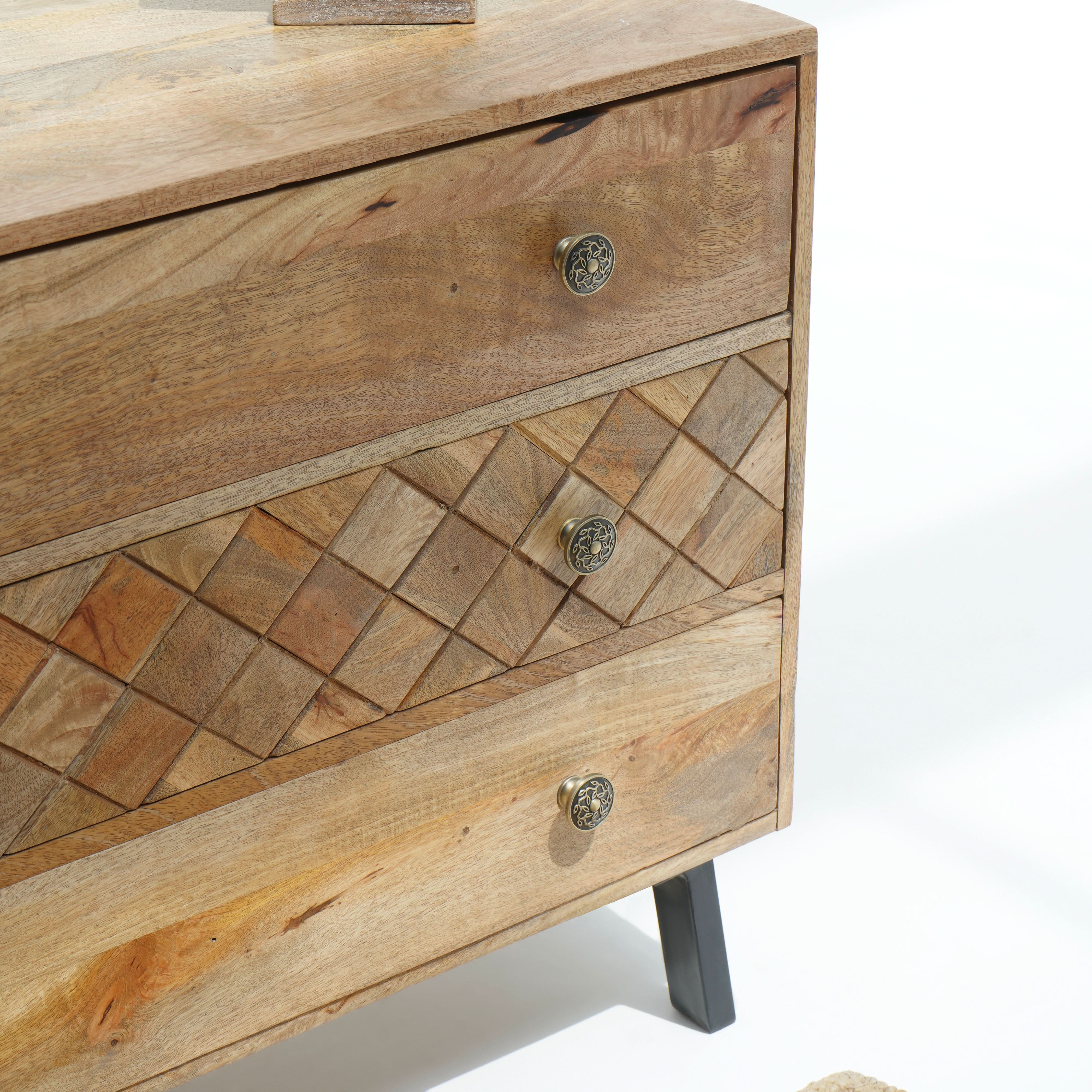 PERTH HILLS MANGO THREE DRAWER CHEST OF DRAWERS - Art and craft furniture