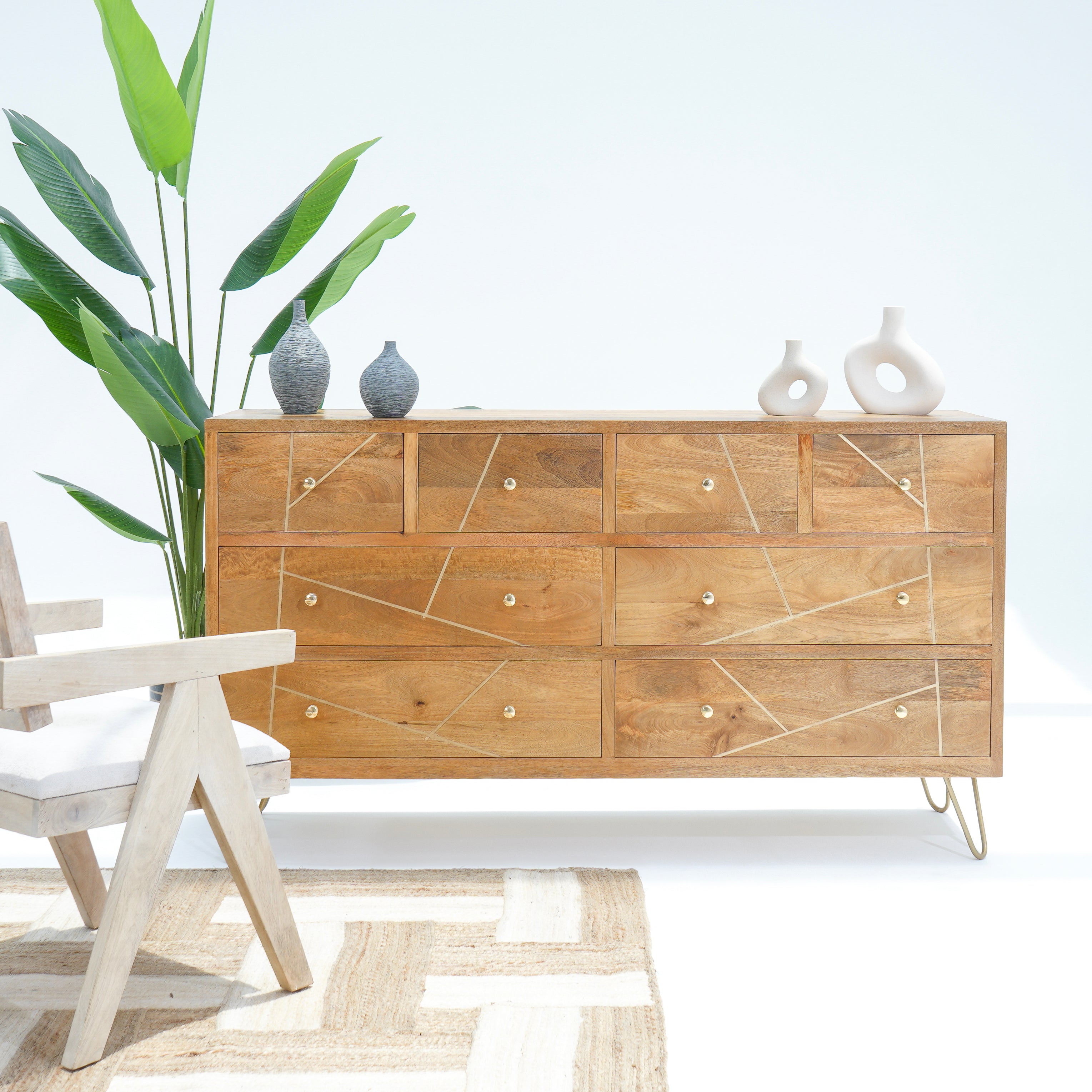 Golden Mango Wood Chest of Drawer