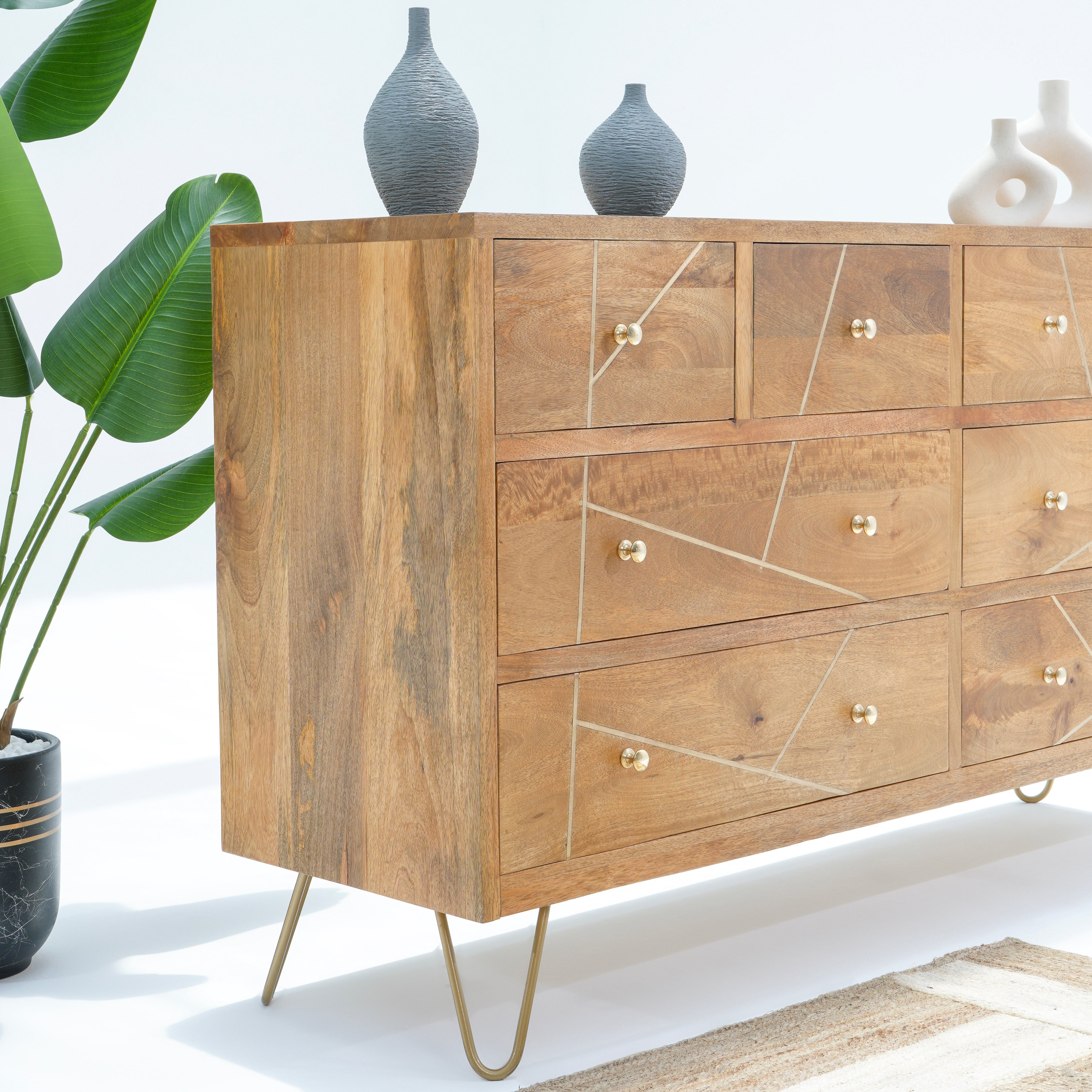 Golden Mango Wood Chest of Drawer