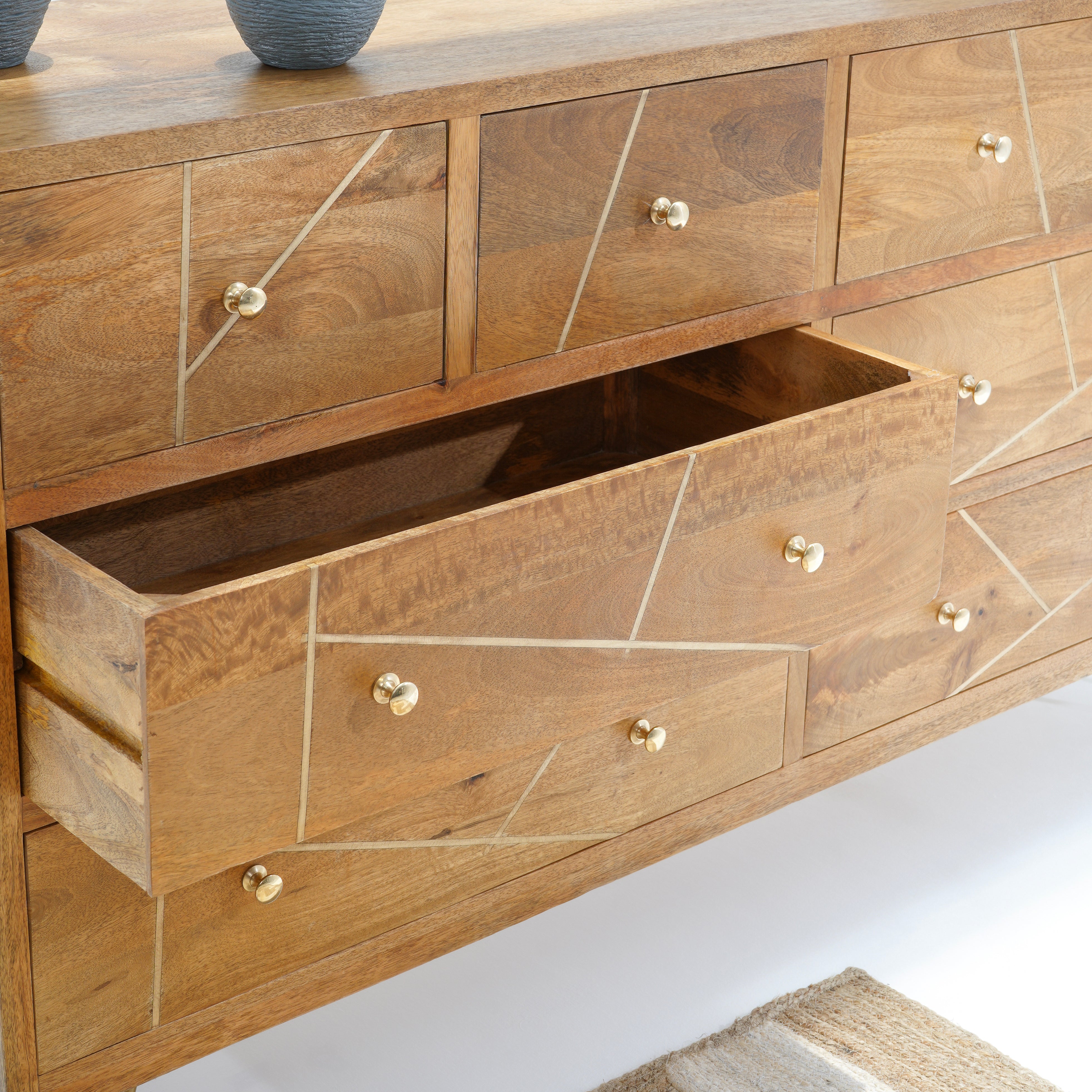 Golden Mango Wood Chest of Drawer