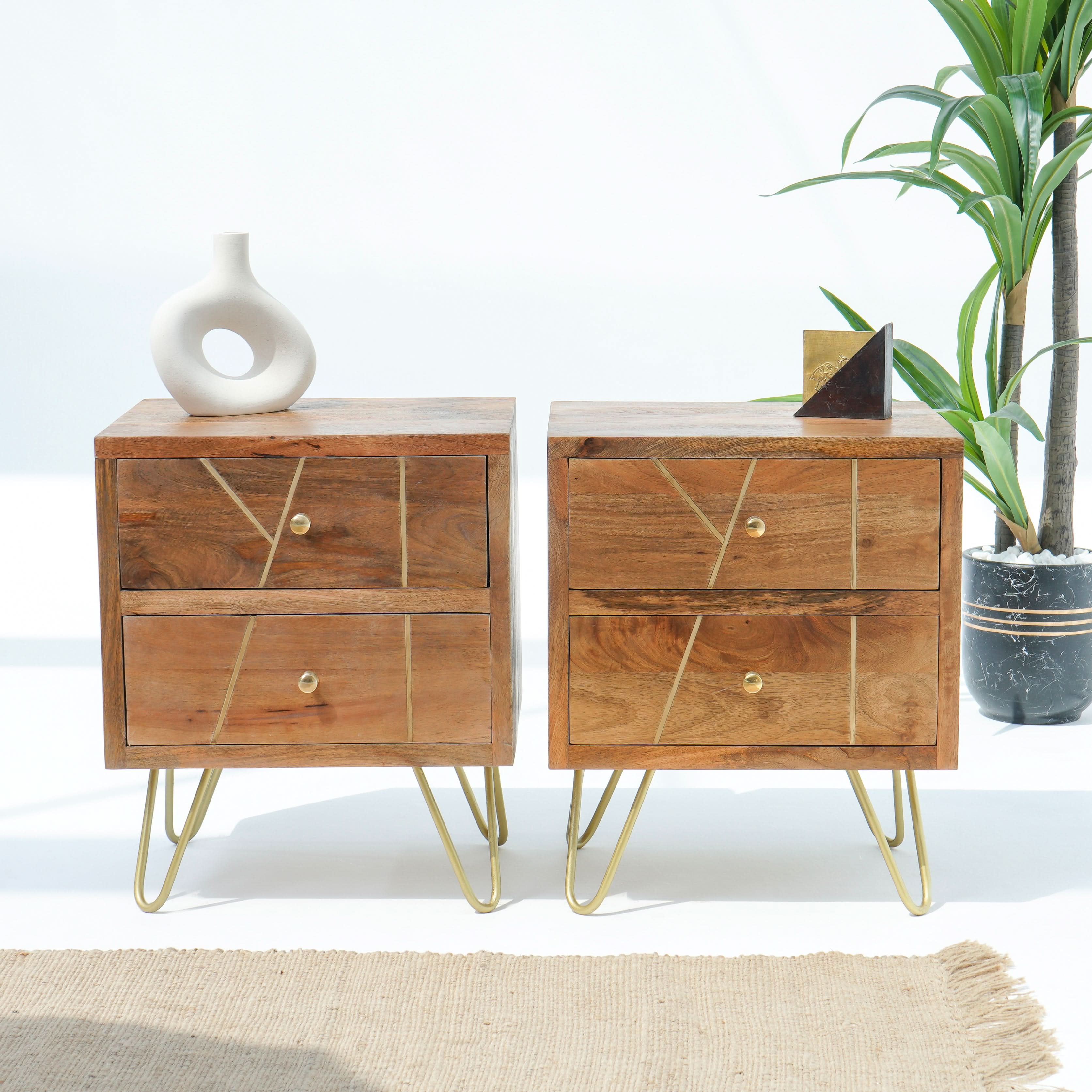 MANGOLUXE GOLDLINE NIGHTSTAND TABLE - Art and craft furniture
