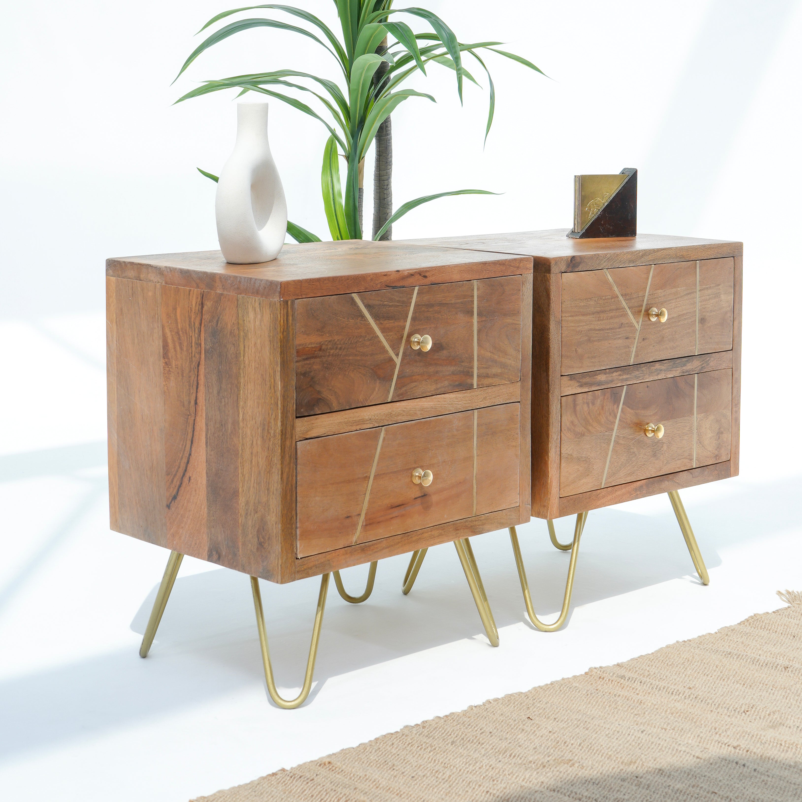 Gorgeous Mahogany Gold Line Two Drawer Nightstand