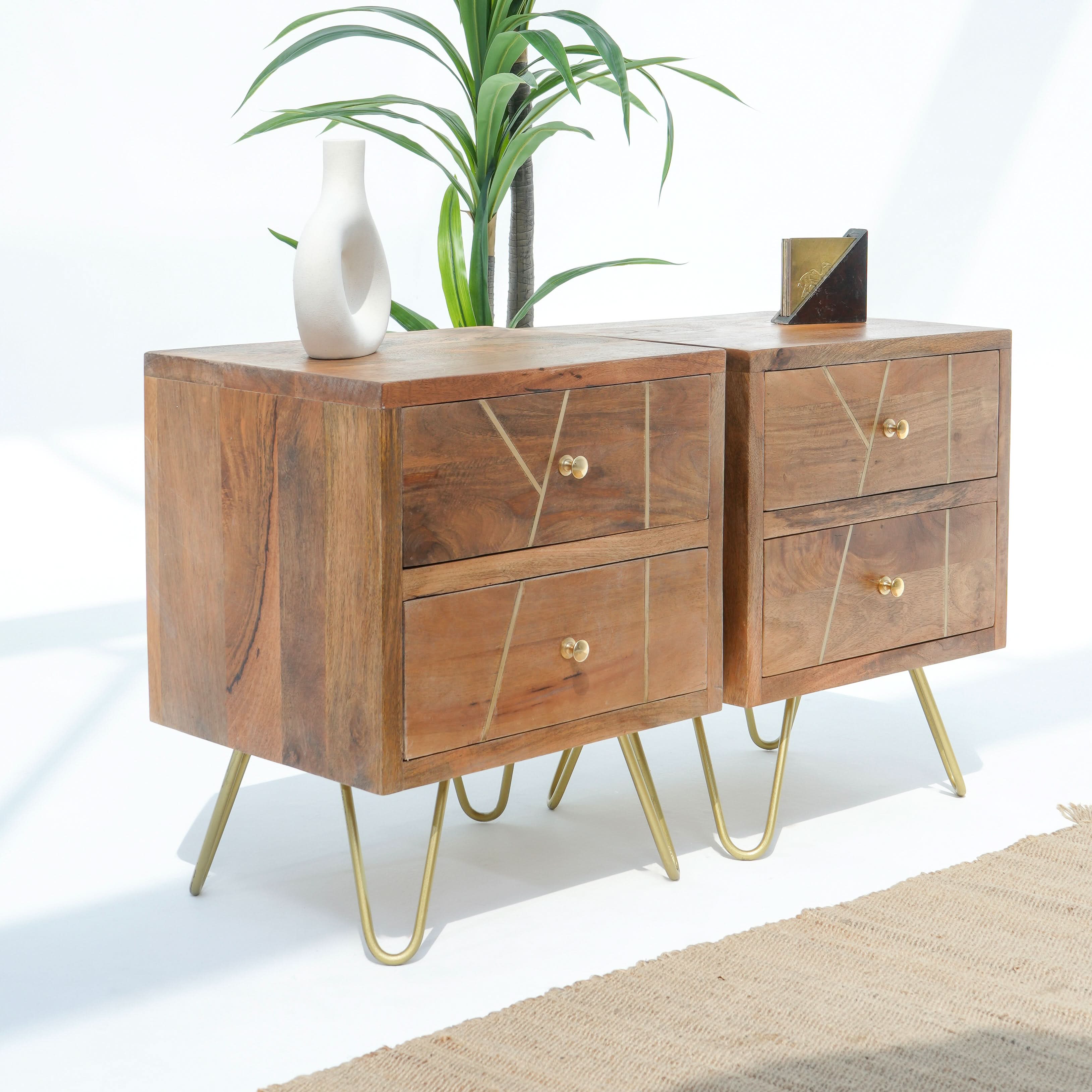MANGOLUXE GOLDLINE NIGHTSTAND TABLE - Art and craft furniture
