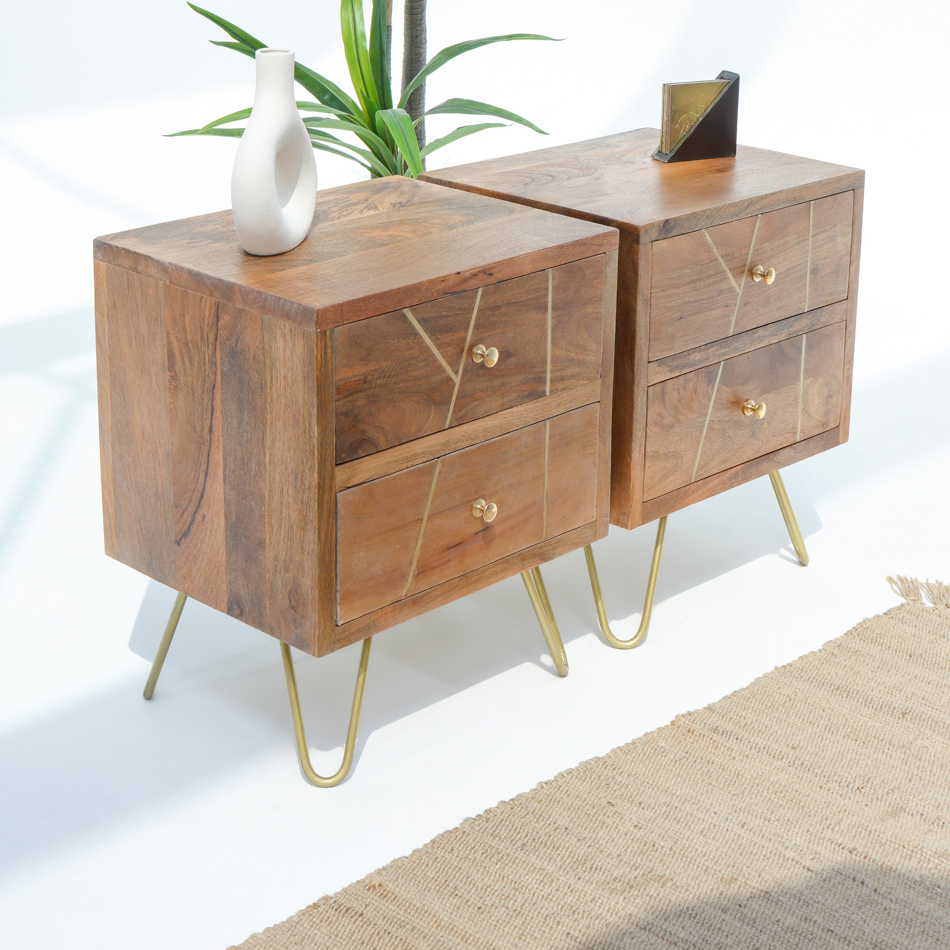 Gorgeous Mahogany Gold Line Two Drawer Nightstand