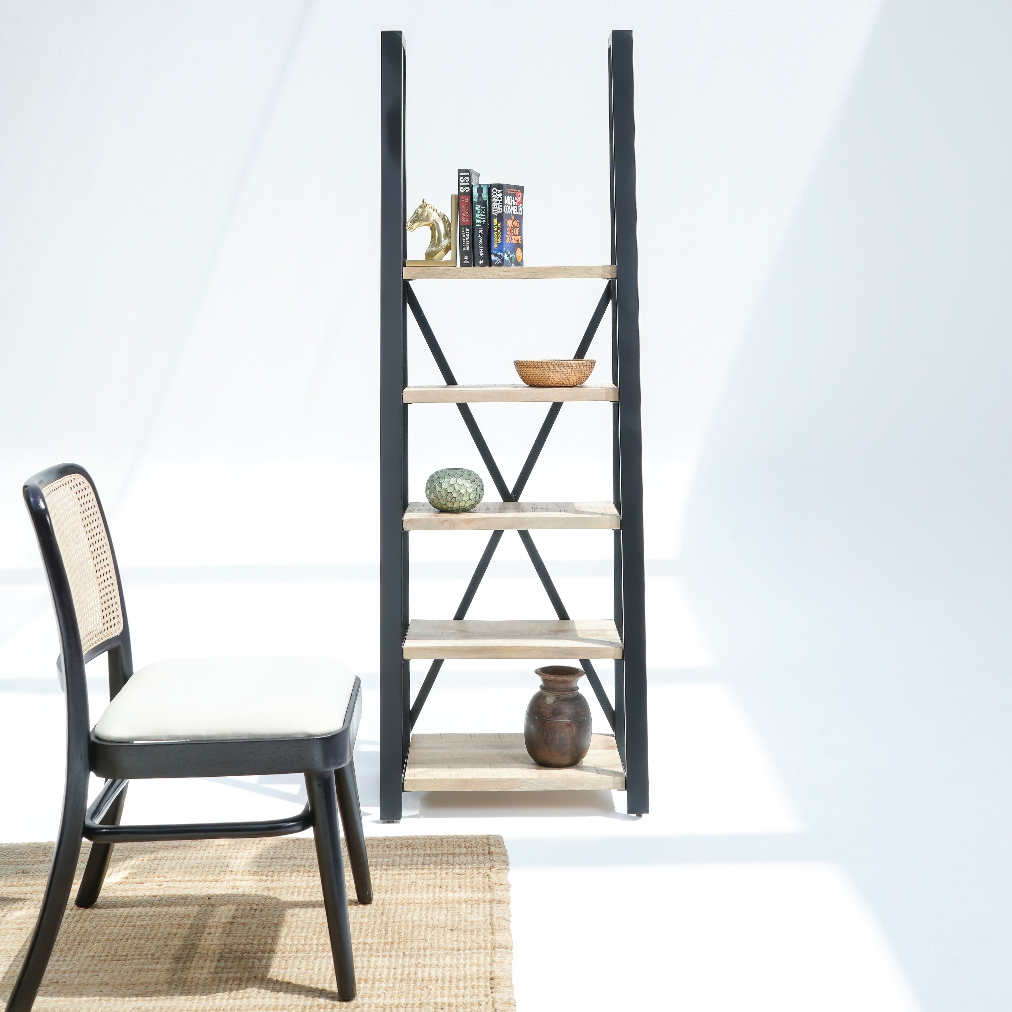 IRONIX BLACK METAL OPEN BOOKSHELF - Art and craft furniture