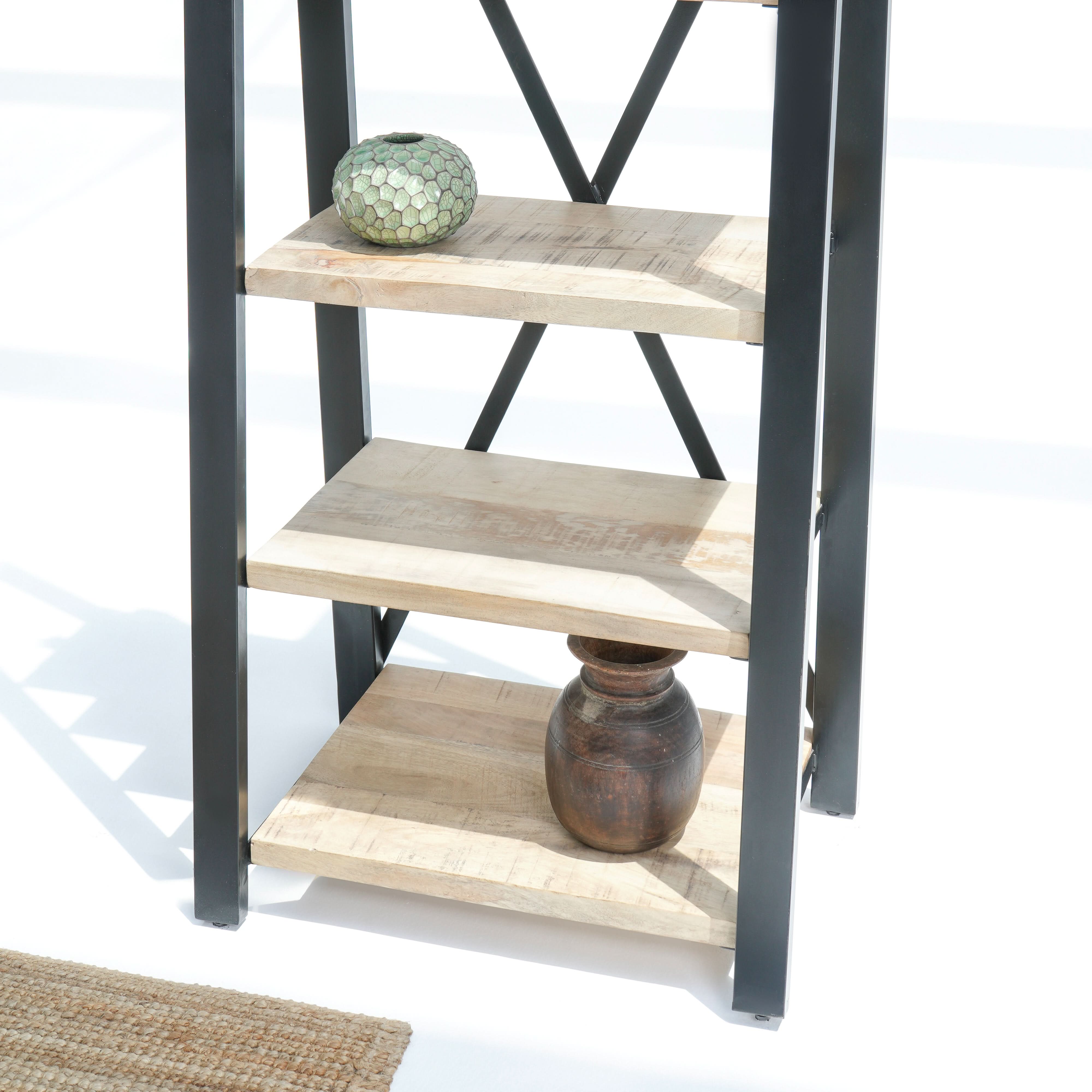 IRONIX BLACK METAL OPEN BOOKSHELF - Art and craft furniture