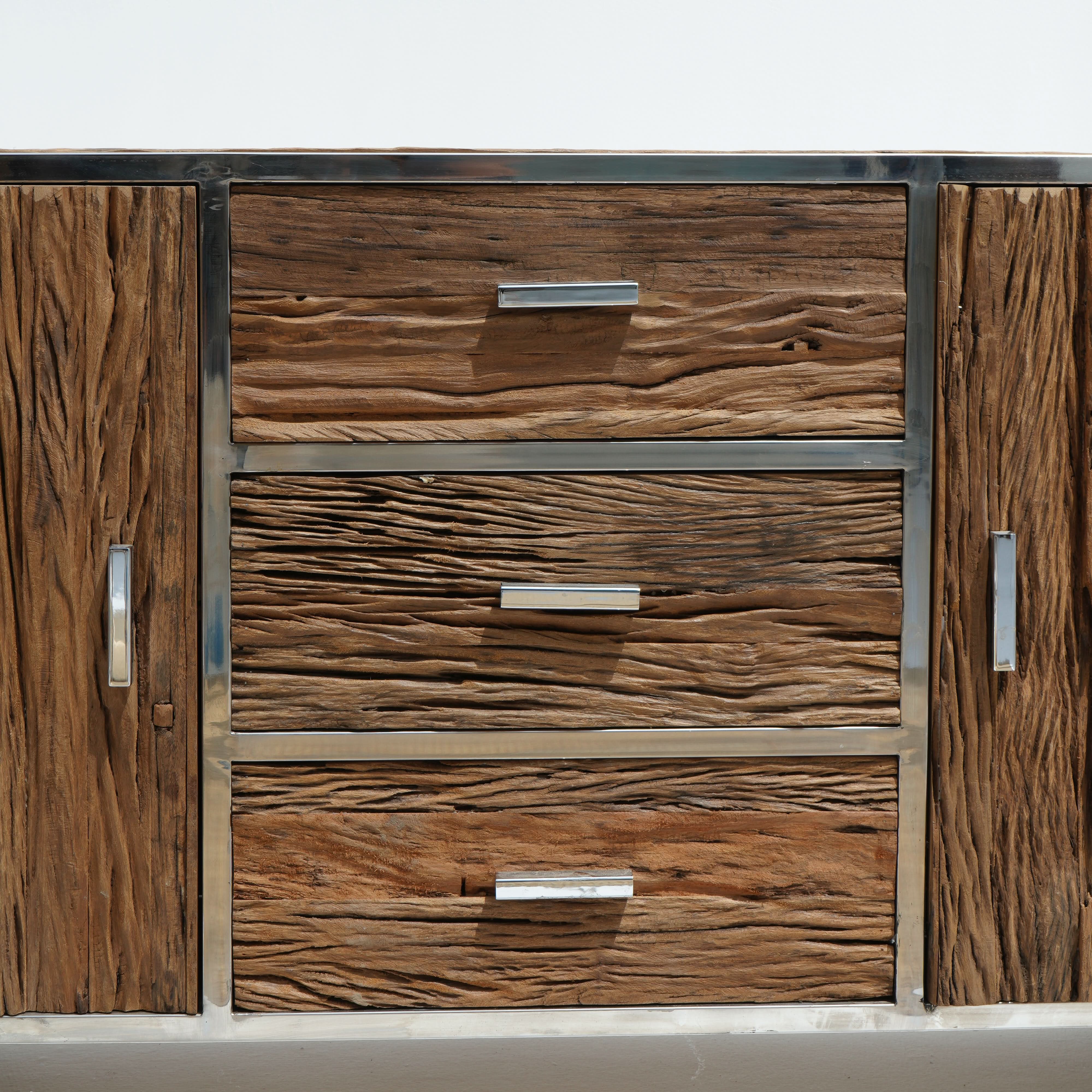 RAILWAY WOOD TWO DOOR THREE DRAWERS' SIDEBOARD - Art and craft furniture