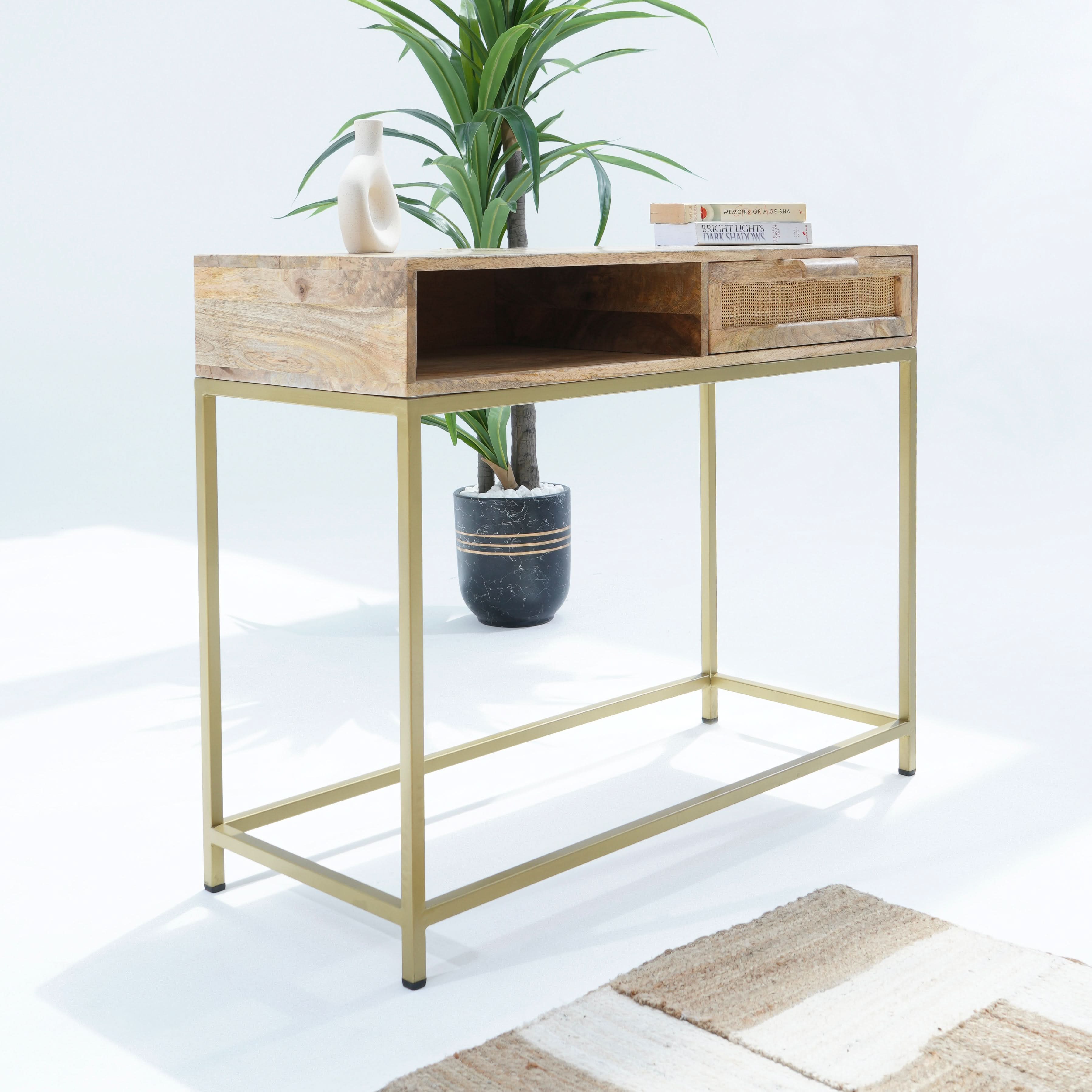 CANOVIA CANE CONSOLE TABLE ONE DRAWER - Art and craft furniture