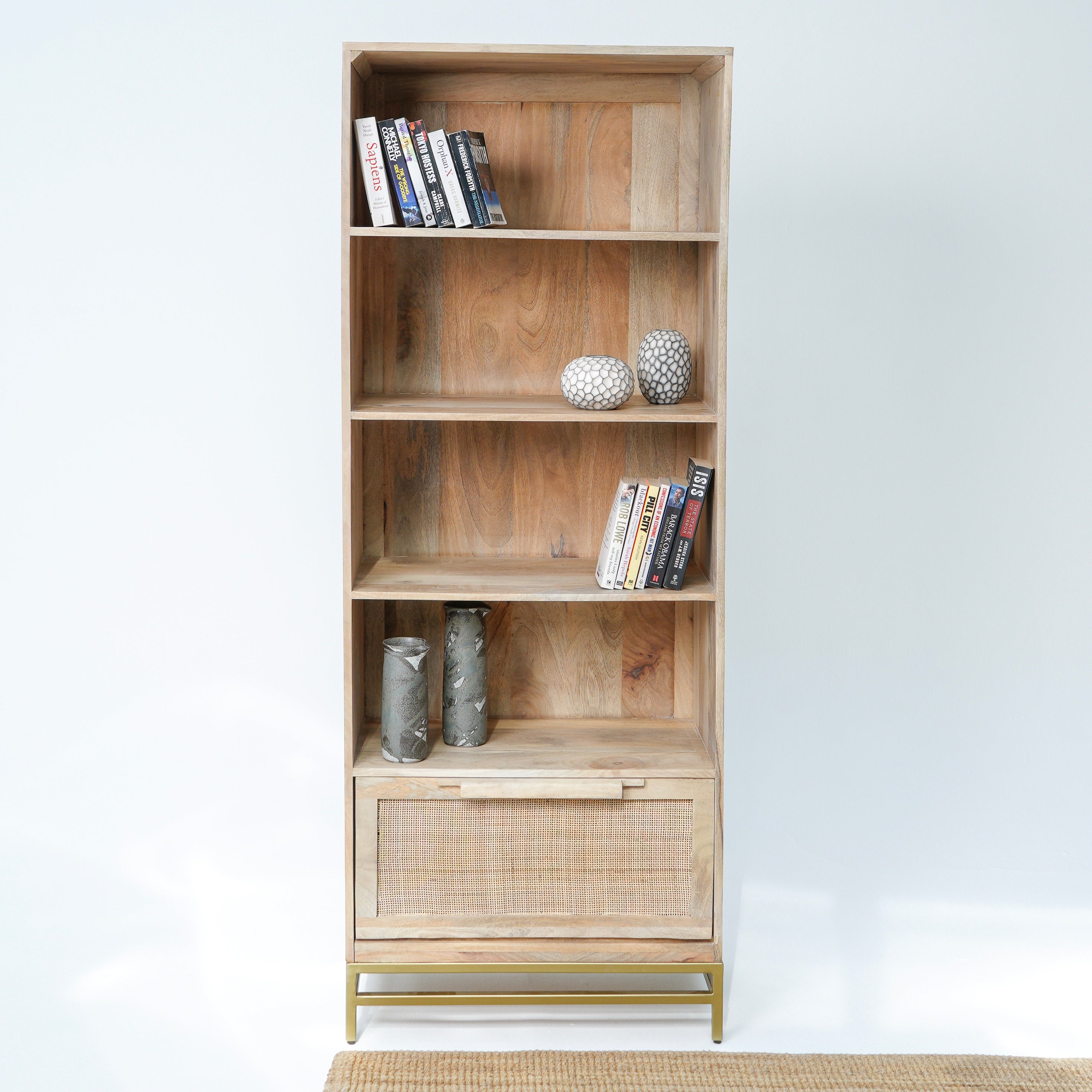 Parisian Cane One-Drawer Bookshelf