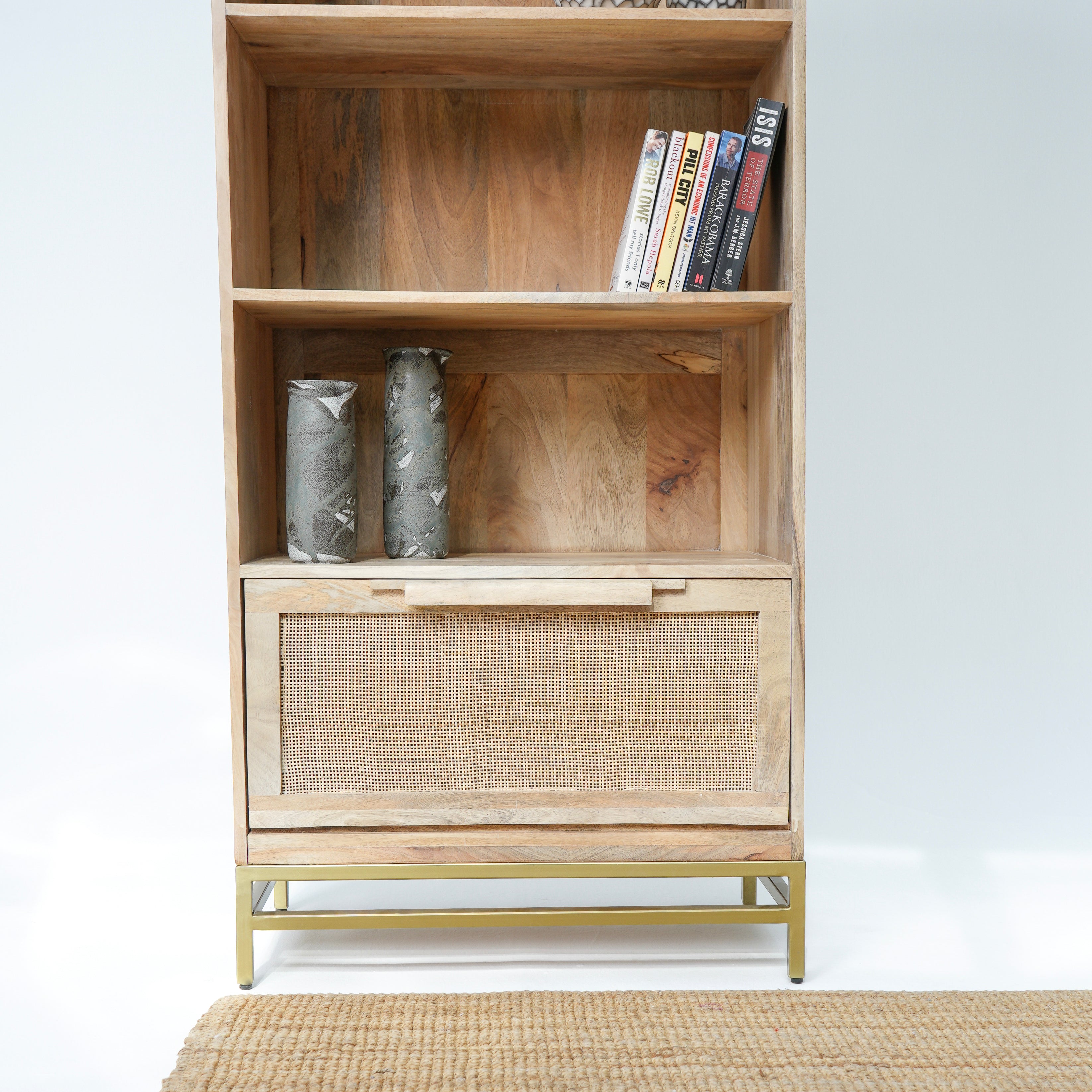 Parisian Cane One-Drawer Bookshelf