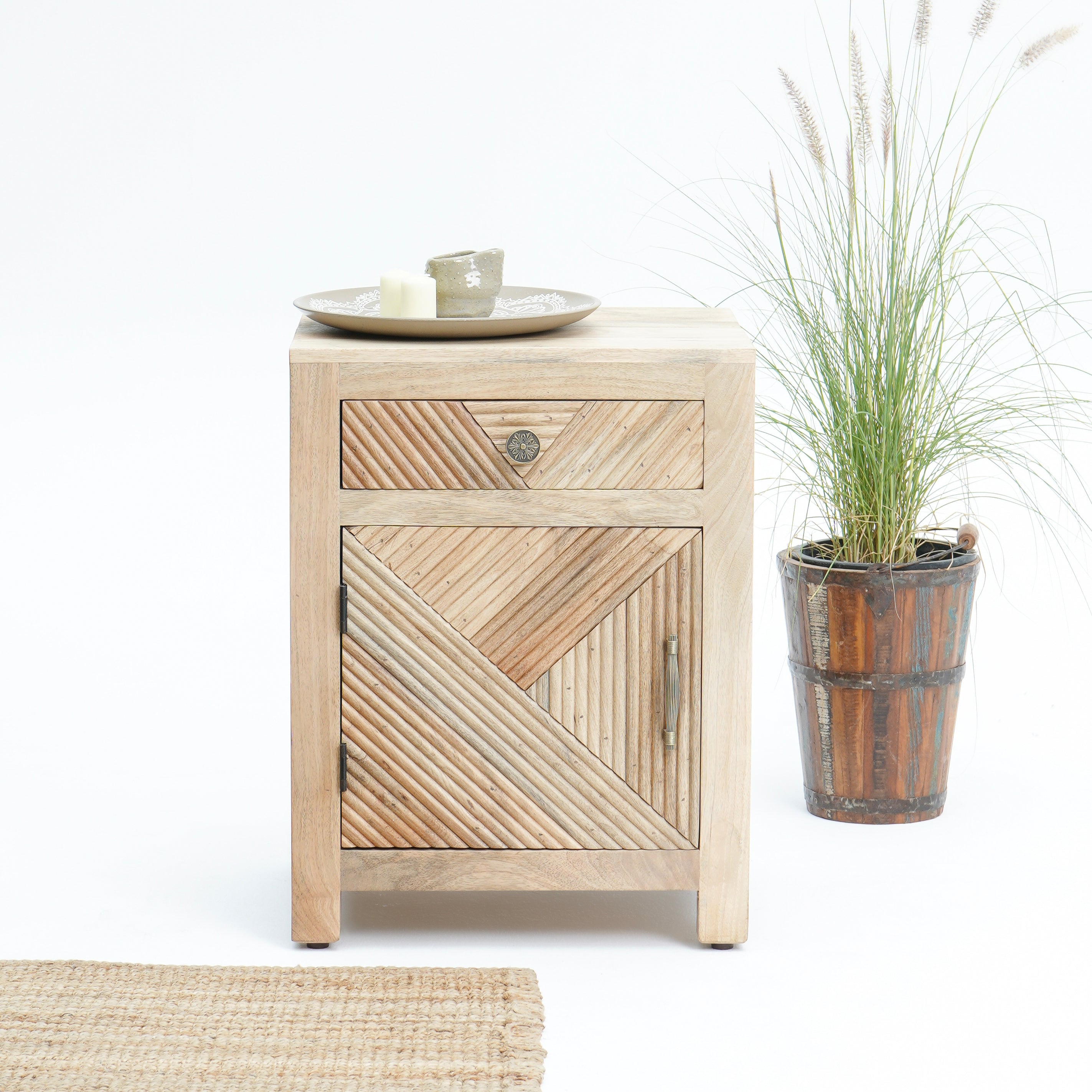 Elegant Elm Lining Natural Nightstand