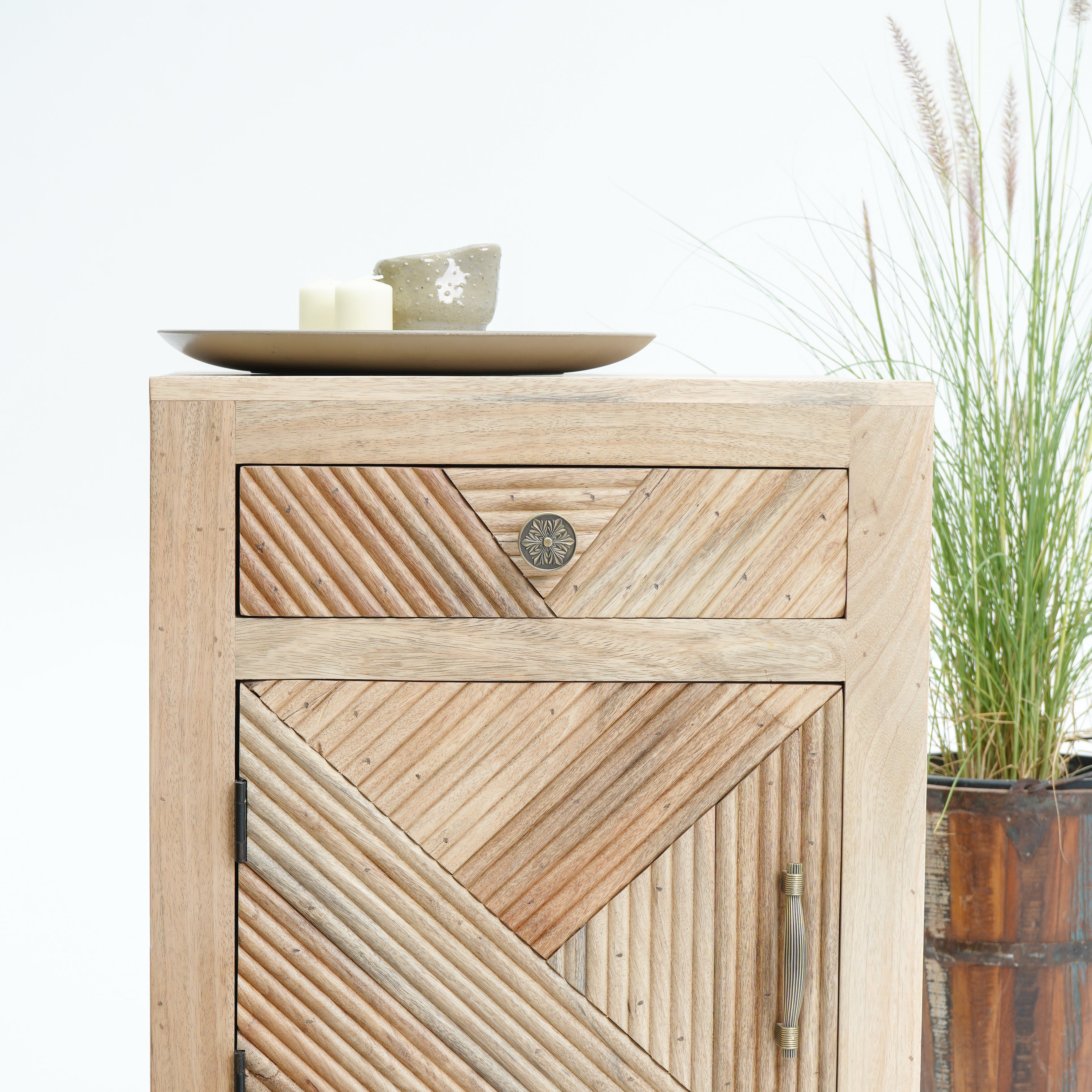 Elegant Elm Lining Natural Nightstand