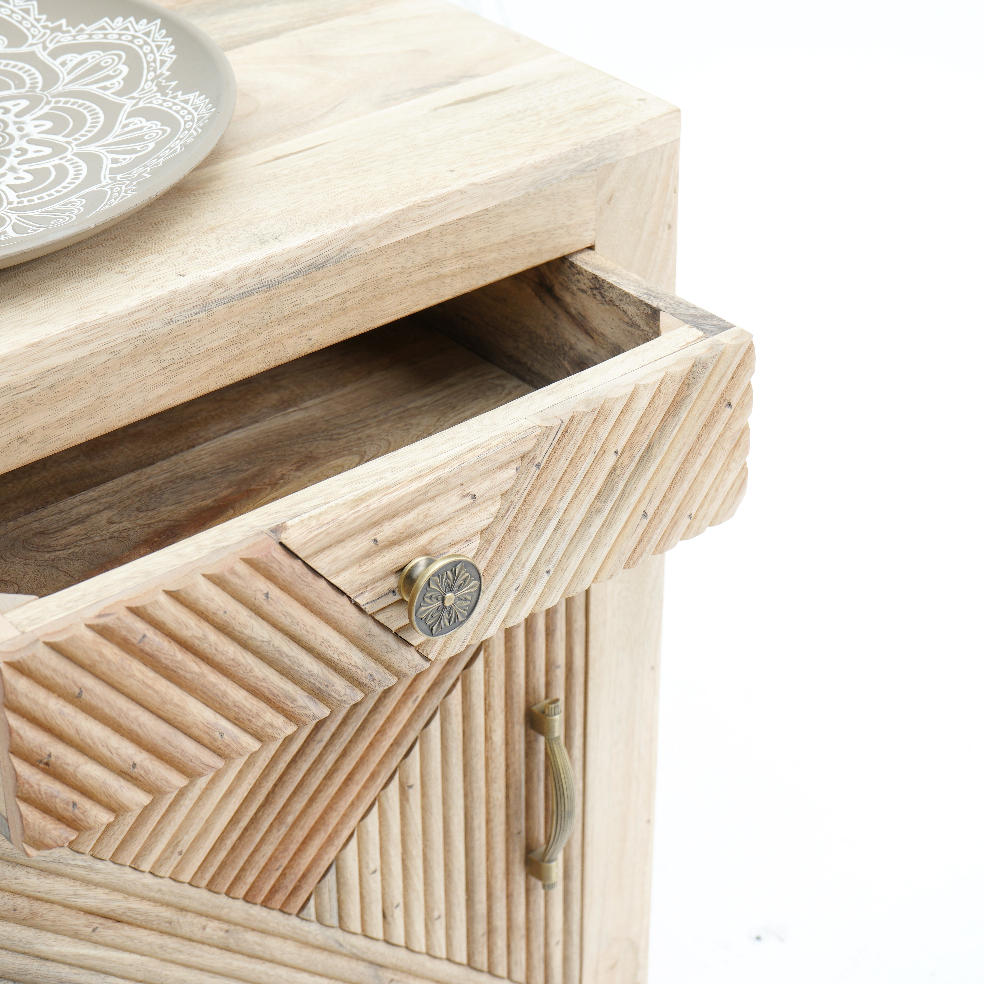 Elegant Elm Lining Natural Nightstand
