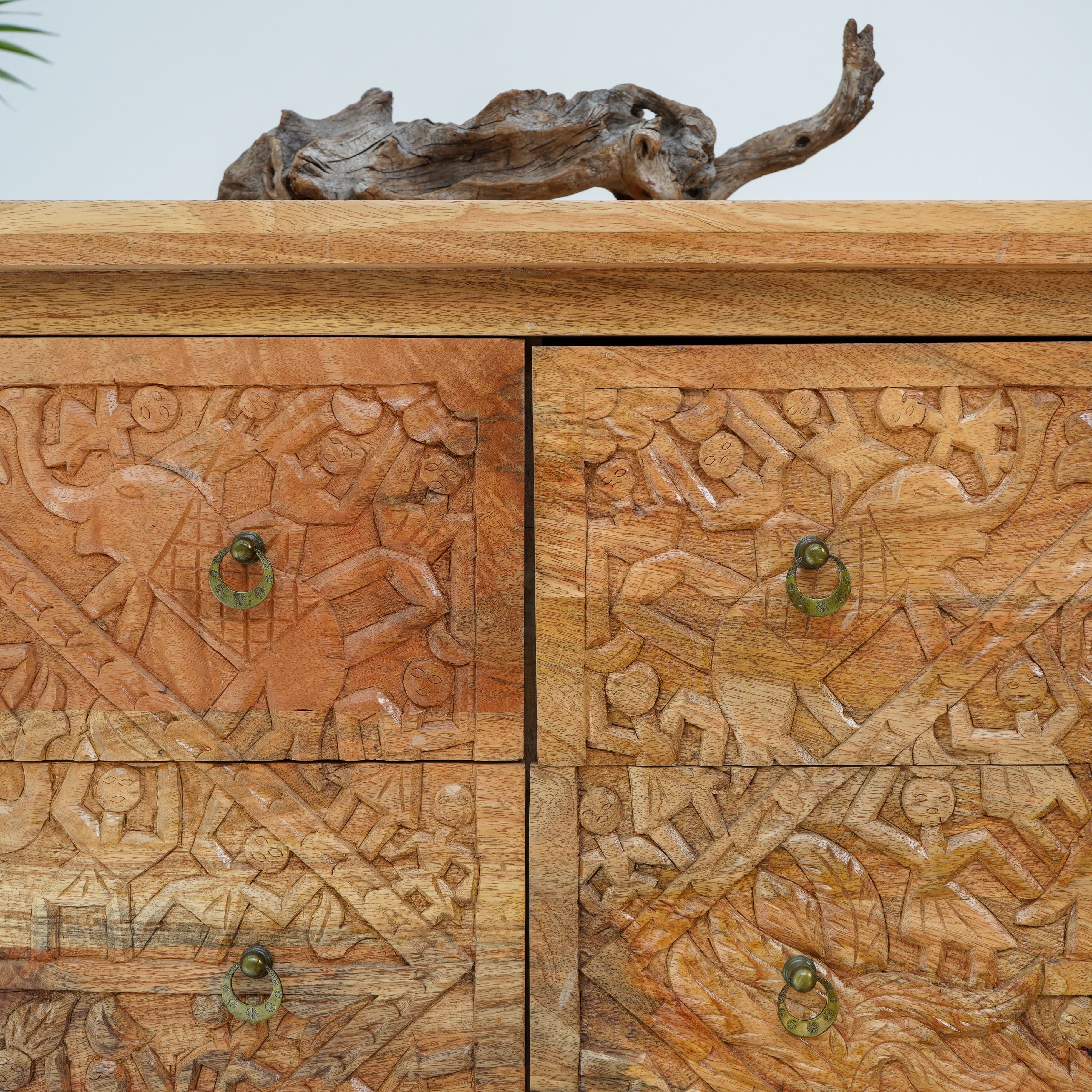 LISMORE CARVING SIX DRAWER CHEST OF DRAWERS - Art and craft furniture
