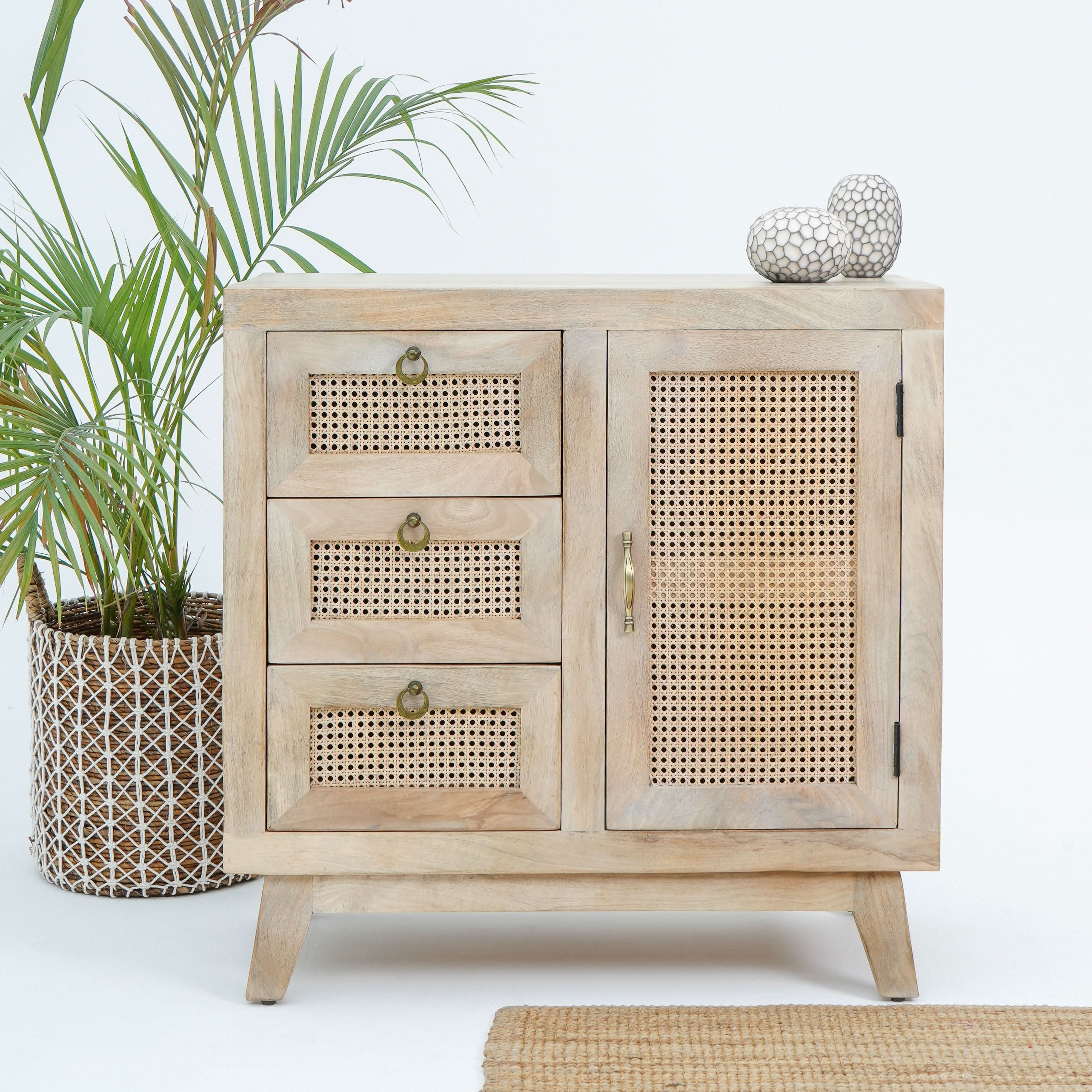 CANOVIA CANE THREE DRAWER ONE DOOR SIDEBOARD - Art and craft furniture
